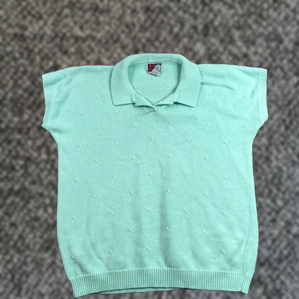Altea VINTAGE Scotland Yard Knit Sweater Vest Top Teal Sleeveless Medium Women Size M / US 6-8 / IT 42-44 - 1 Thumbnail