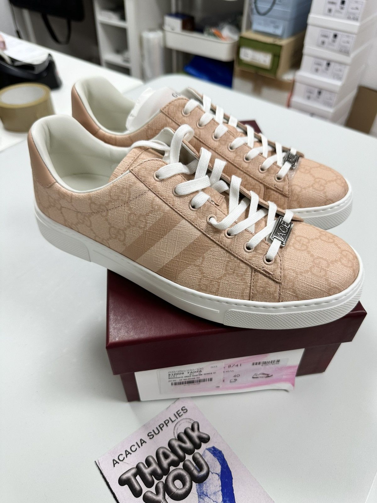 Gucci Cappuccino Fabric And Suede Sneakers | Grailed