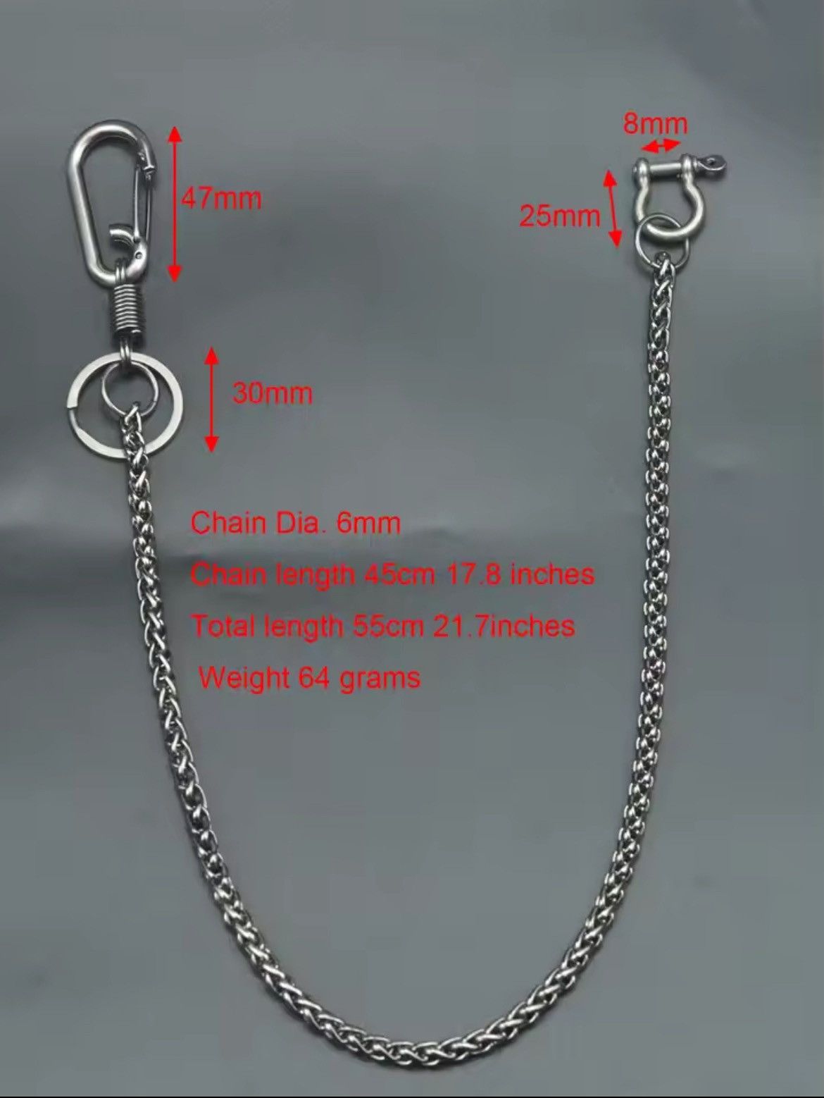 Jewelry Punk Waist Pants Chain Wallet Chain Keychain Size ONE SIZE - 5 Thumbnail