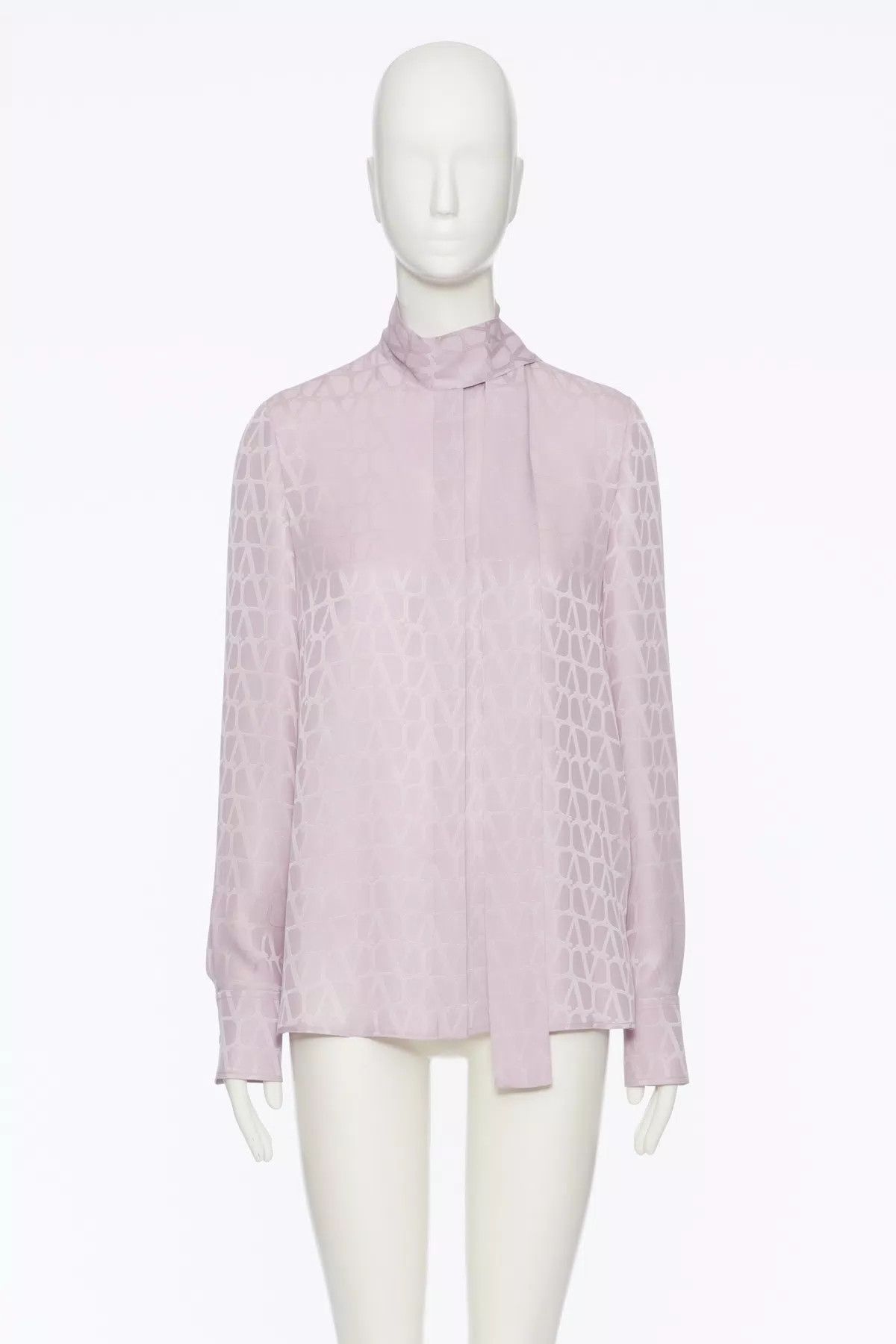 Valentino o1s1wg110426 Toile Iconographe Silk Jacquard Blouse in Pink Size M / US 6-8 / IT 42-44 - 1 Thumbnail