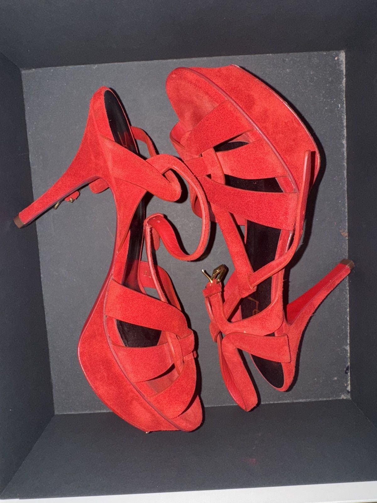 Yves Saint Laurent YVES SAINT LAURENT (TRIBUTE SANDALS) Size US 7 / IT 37 - 1 Thumbnail