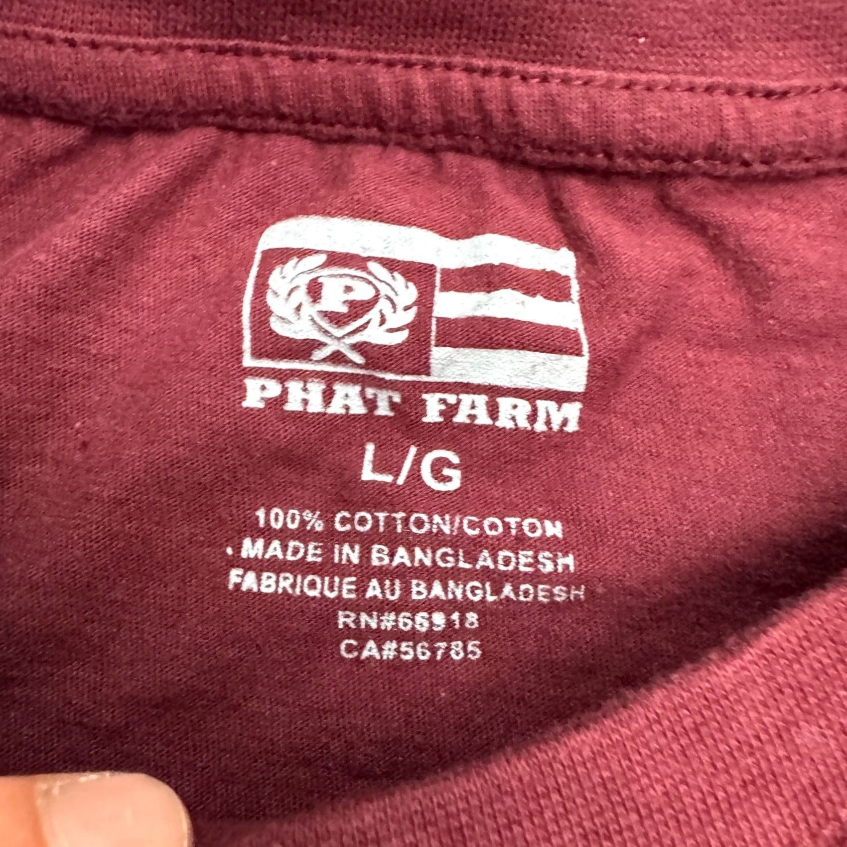 Phat Farm Phat Farm T-Shirt Mens L Burgundy Red Crew Cotton Tee Distressed Side Zip Size US L / EU 52-54 / 3 - 6 Thumbnail