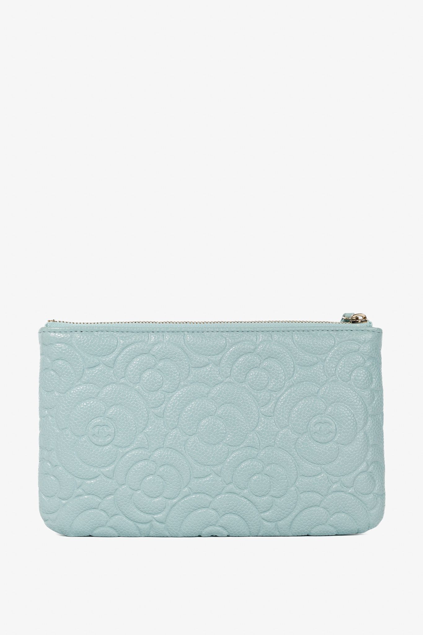 Chanel Chanel Light Blue Caviar Camellia-Embossed Small O-Case Size ONE SIZE - 4 Thumbnail