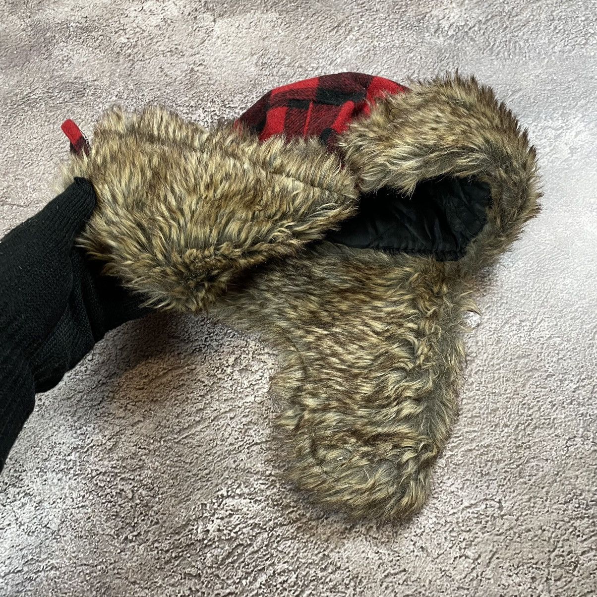 Vintage Vintage 90s Red Black Plaid Mohair Ushanka Beanie Graphic OS Size ONE SIZE - 3 Thumbnail
