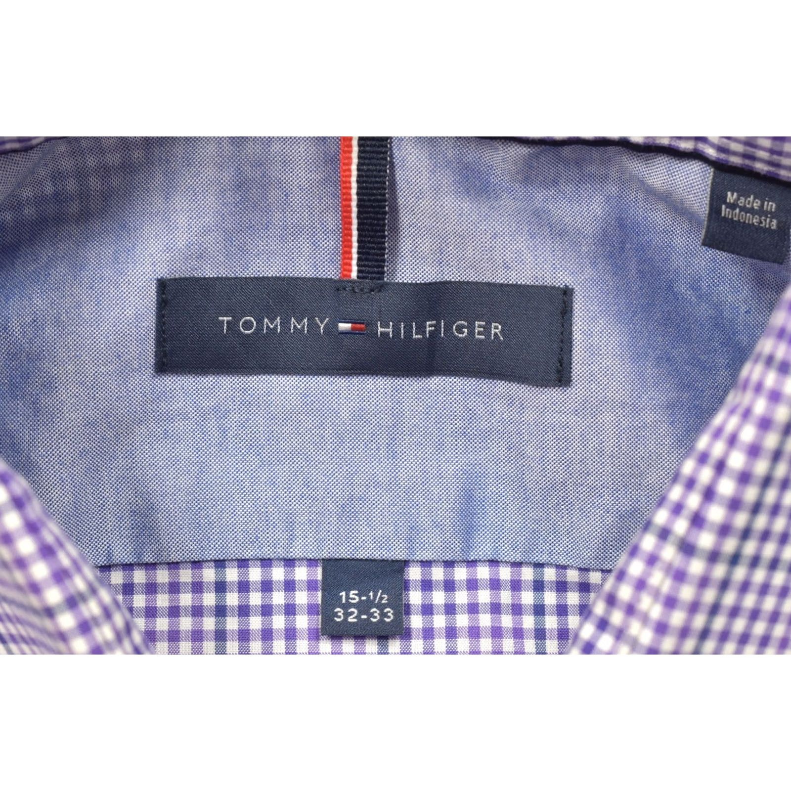 Tommy Hilfiger Tommy Hilfiger Men Shirt Slim Purple Gingham Check Non-Iron Button-Down Collared Dress Shirt 15.5 32/33 M Size Regular Womens? Size 40R - 6 Thumbnail