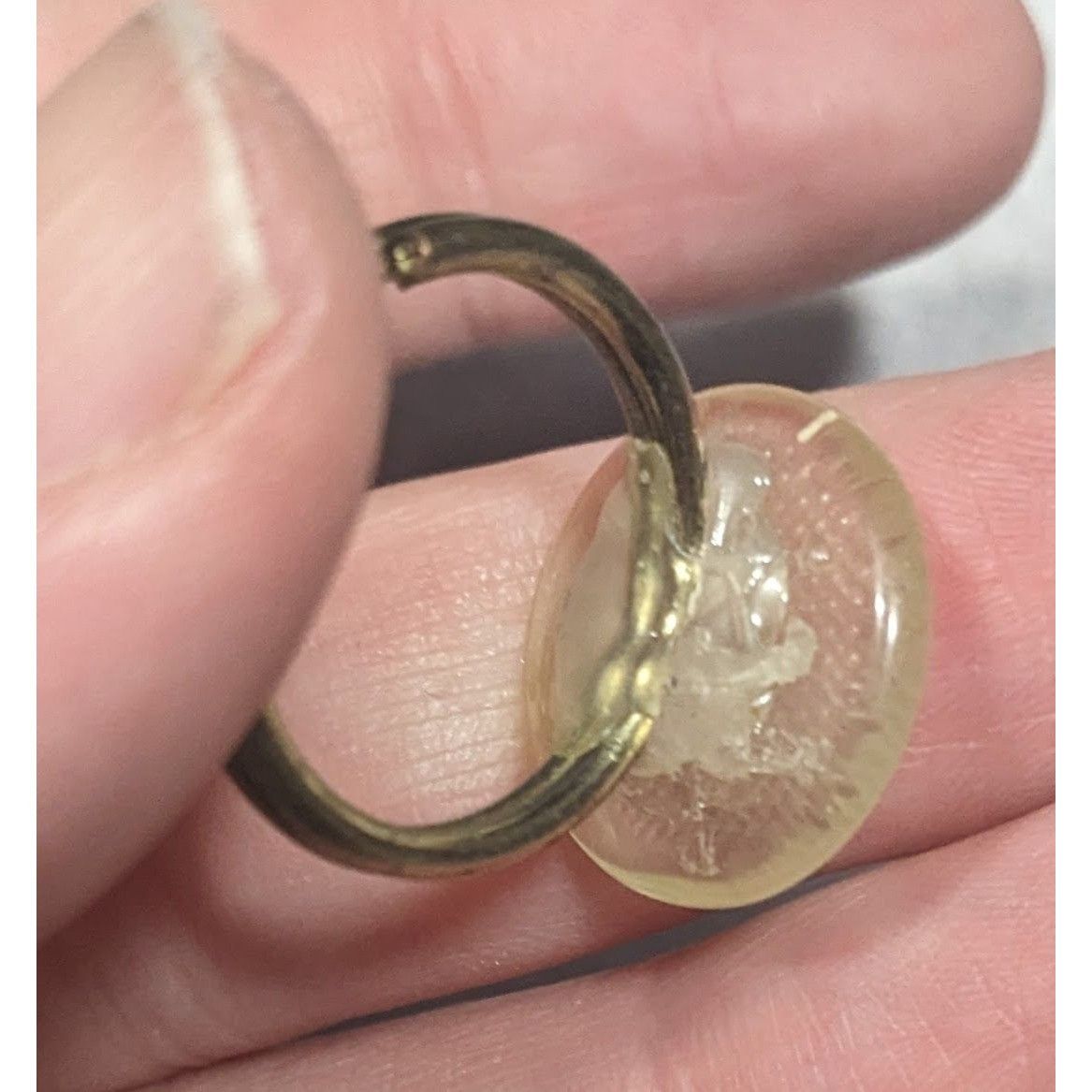Other Handmade Upcycled Clear Textured Button Ring Size 6 Size ONE SIZE - 8 Thumbnail