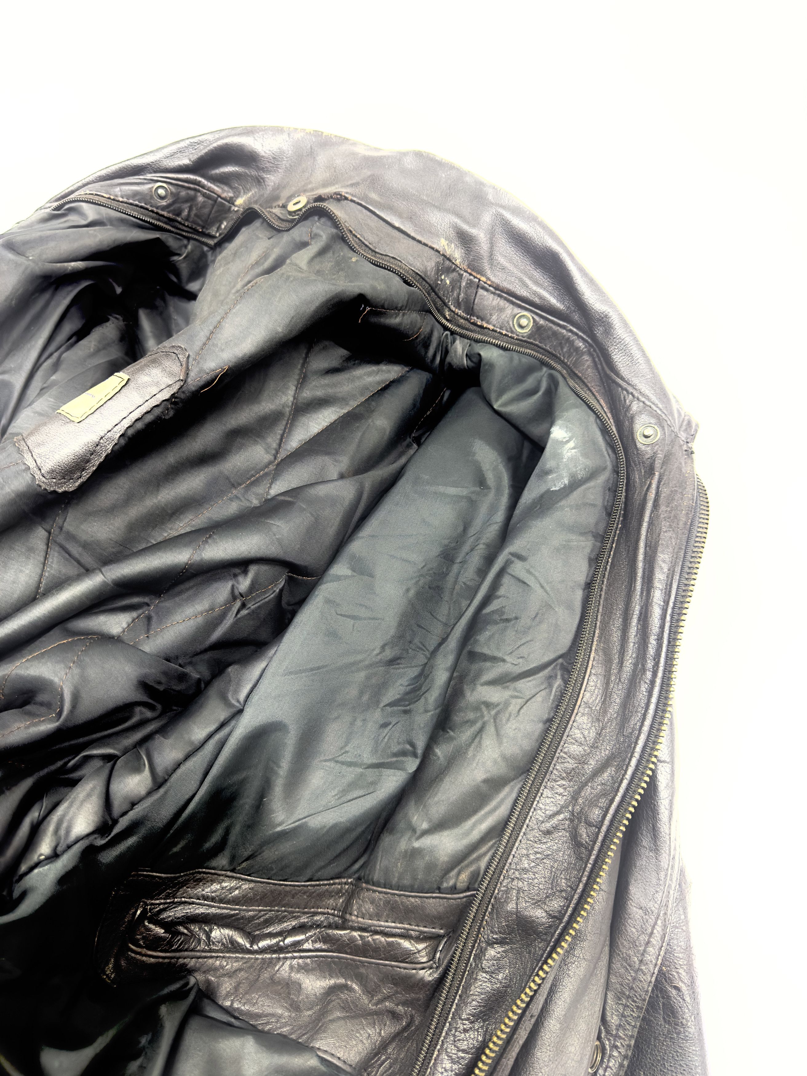 Vintage Daniel Ricci Vintage Heavy Leather Bomber Jacket 1990s Size US L / EU 52-54 / 3 - 10 Thumbnail