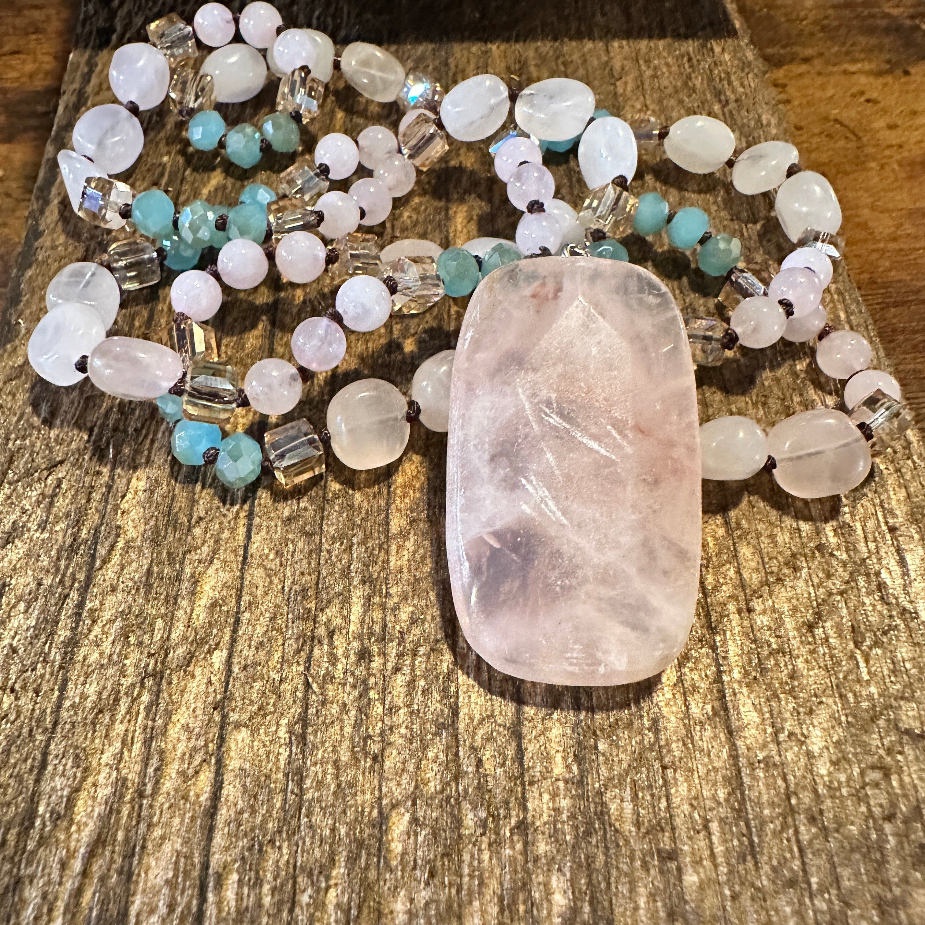 Other Bohemian Natural Pink Quartz Pendant Necklace | Handcrafted Size ONE SIZE - 6 Thumbnail