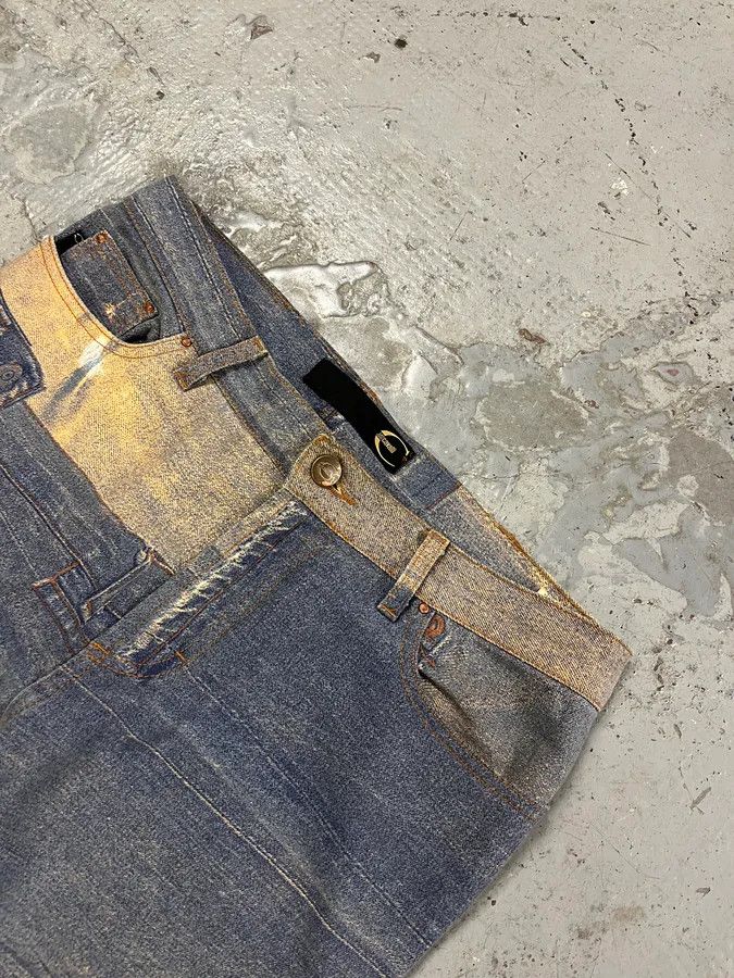 Just Cavalli 2000s Cavalli Trompe L’Œil Denim Effect Pants Size US 30 / EU 46 - 6 Thumbnail