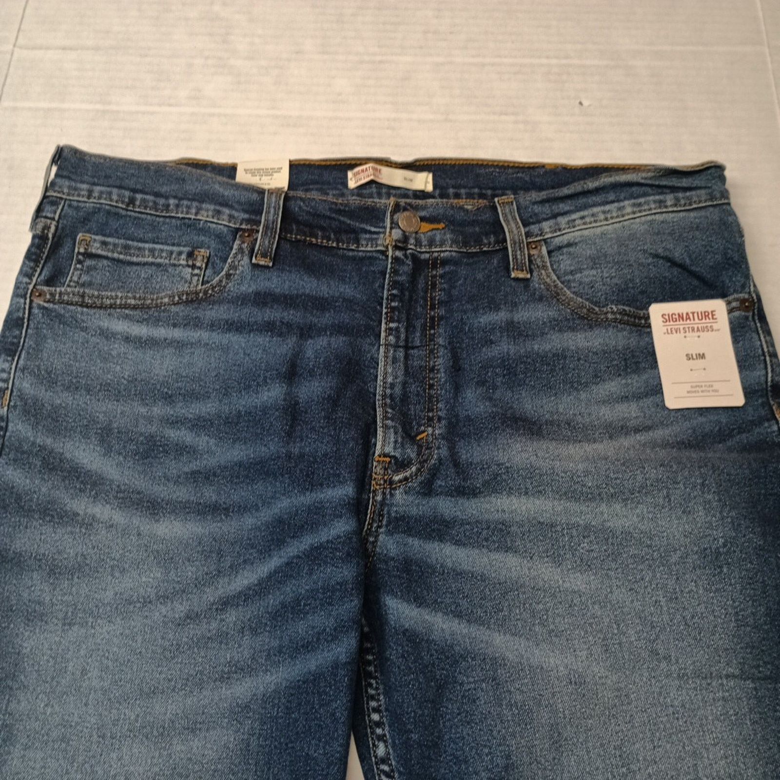 Levi's Signature Levi Strauss & Co. Slim Fit Jeans Men's 38x32 Blue Size US 38 / EU 54 - 4 Thumbnail