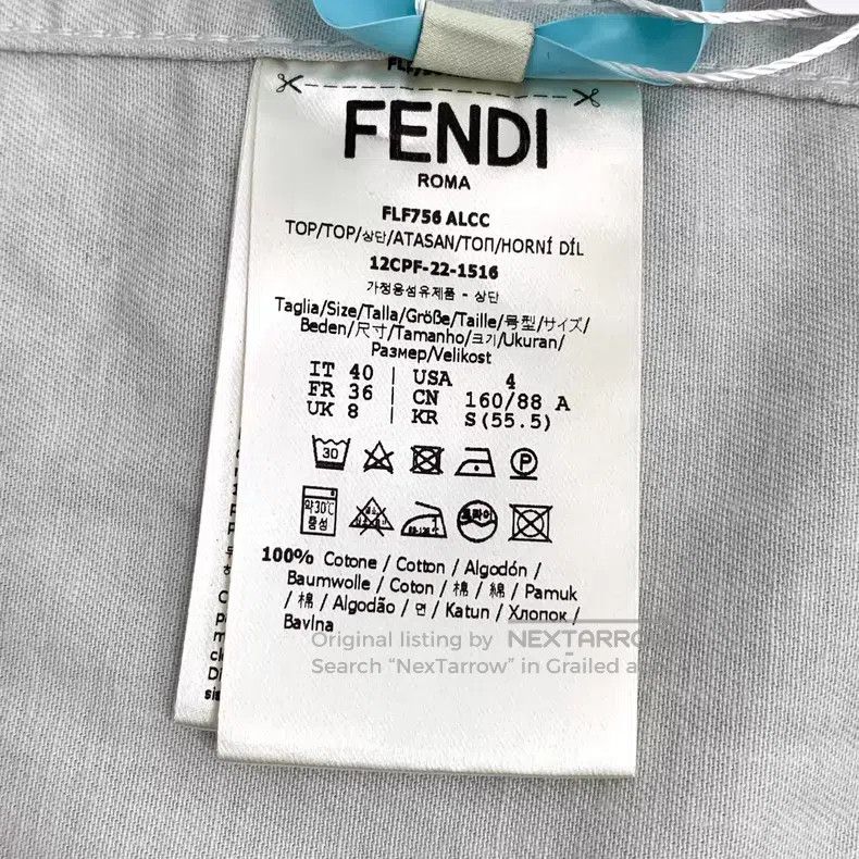 Fendi Fendi 2022 Grey Green Logo Relief Cotton Collar Long Sleev Size XS / US 0-2 / IT 36-38 - 8 Thumbnail