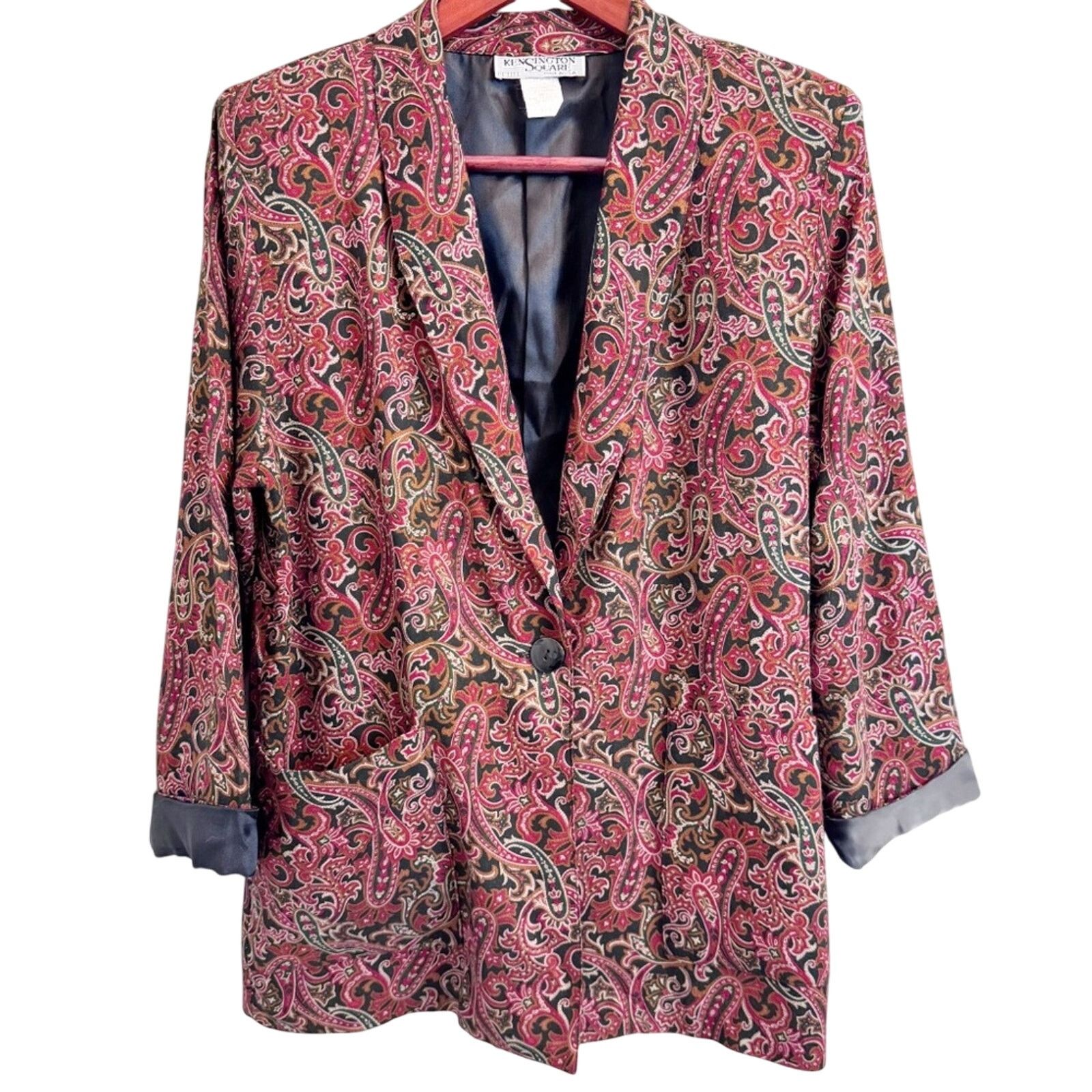 Vintage Vintage Rust Black Paisley Satin Cuff Button Blazer Womens S Size S / US 4 / IT 40 - 1 Thumbnail
