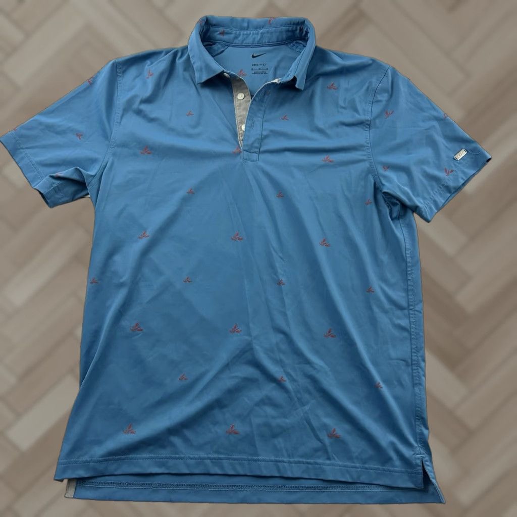 Nike Nike Dri-Fit Lobster Print Short Sleeve Golf Polo Shirt Men's M Blue Size US M / EU 48-50 / 2 - 1 Thumbnail