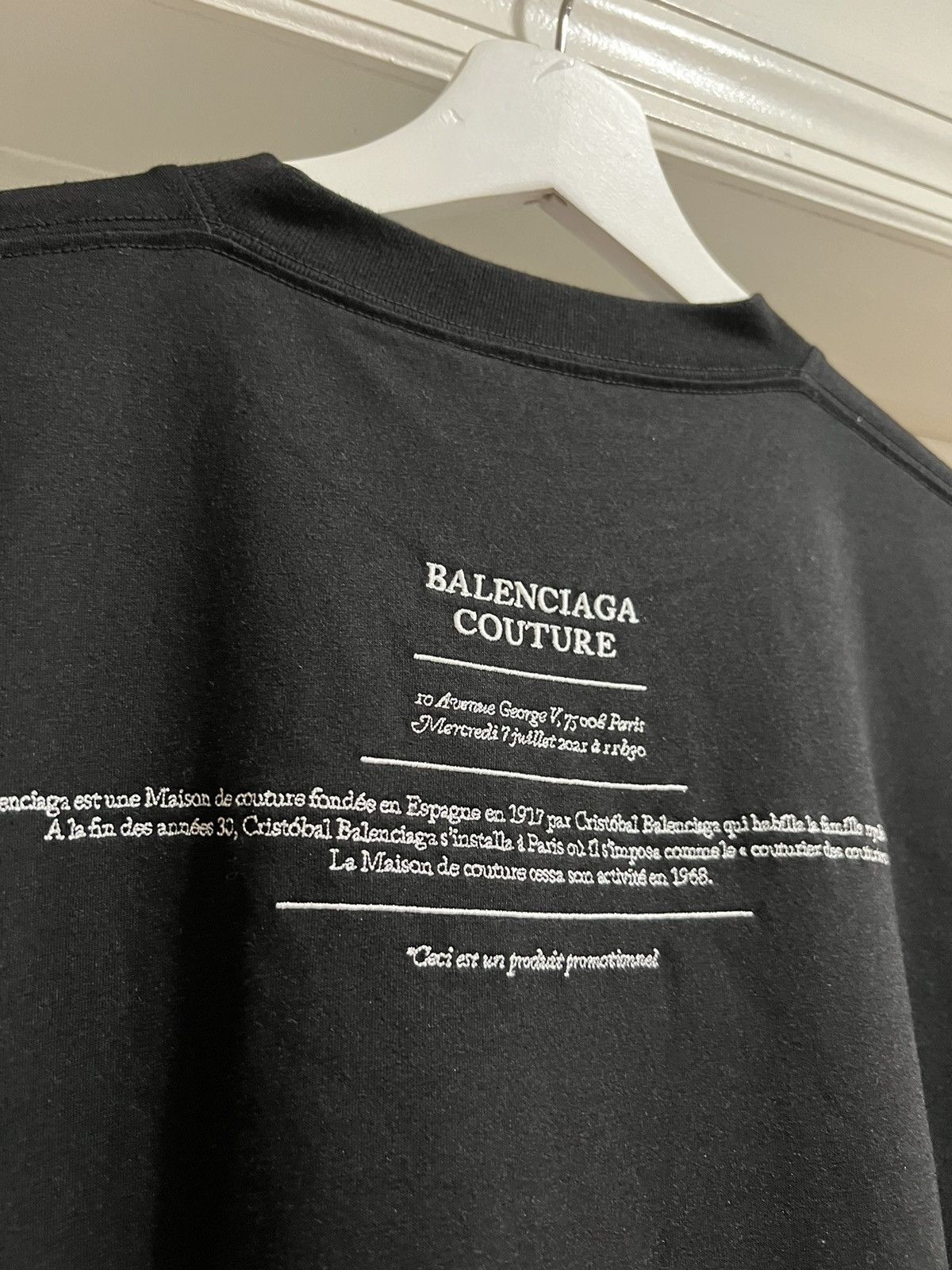 Balenciaga Oversized Couture Address Embroidered Logo Tee in Black Size US XXS / EU 40 - 4 Thumbnail