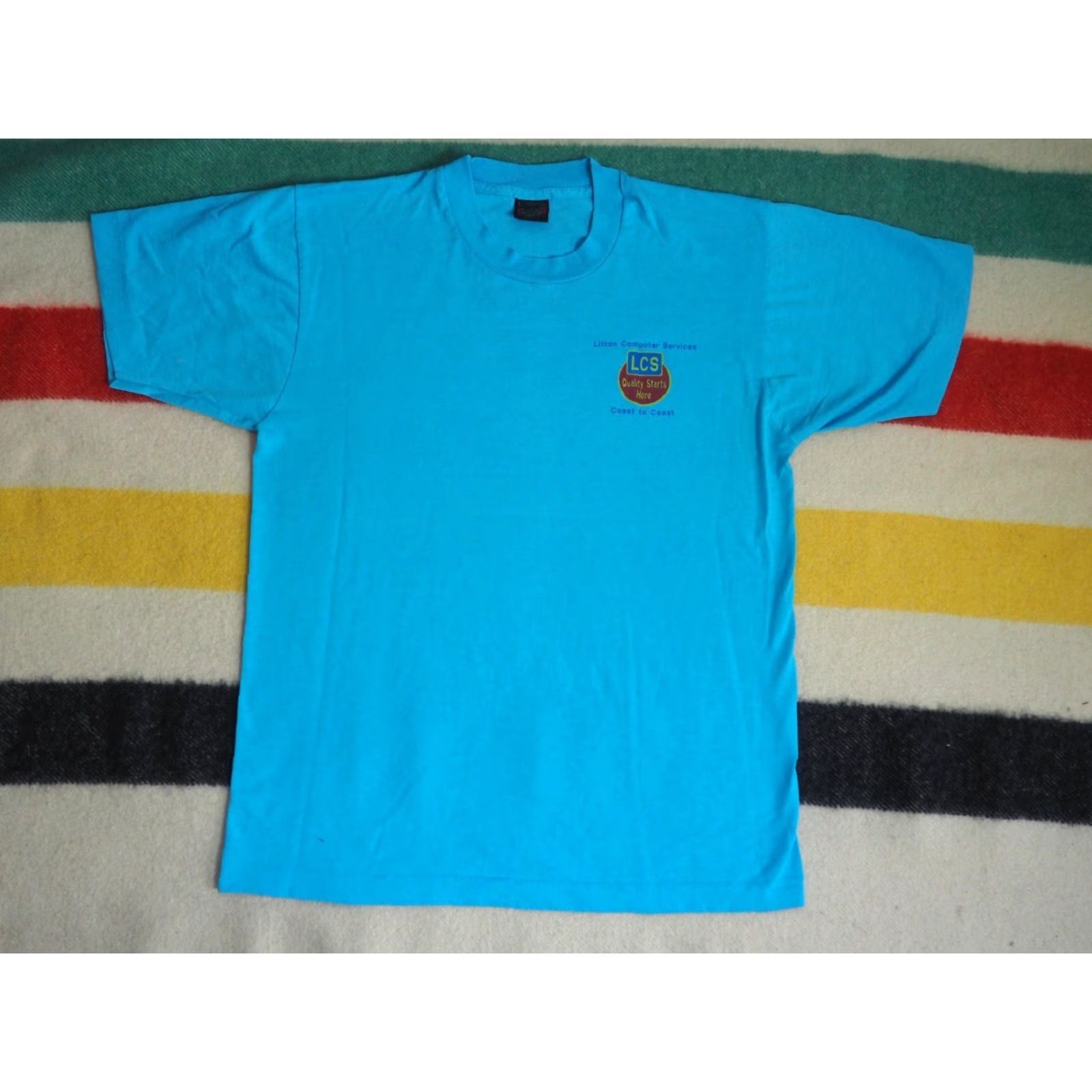 Vintage VTG Screen Stars LCS Computer Tour Tech Promo USA Black Tee Shirt L Mens Graphic Tee 80s 90s Blue Size US L / EU 52-54 / 3 - 4 Thumbnail