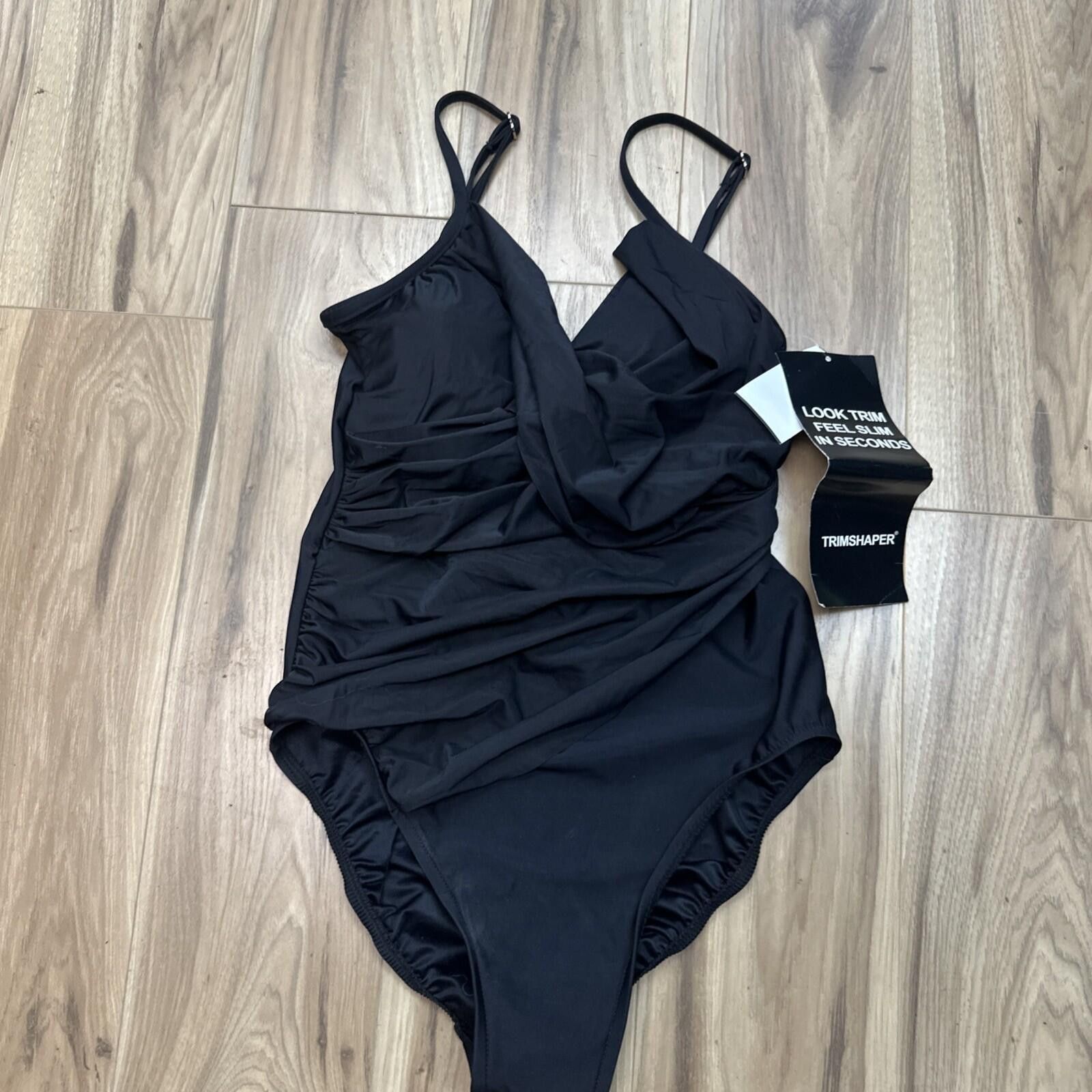 Other TrimShaper Swimsuit Women 14 One Pc New Bathing Suit Black Size ONE SIZE - 1 Thumbnail