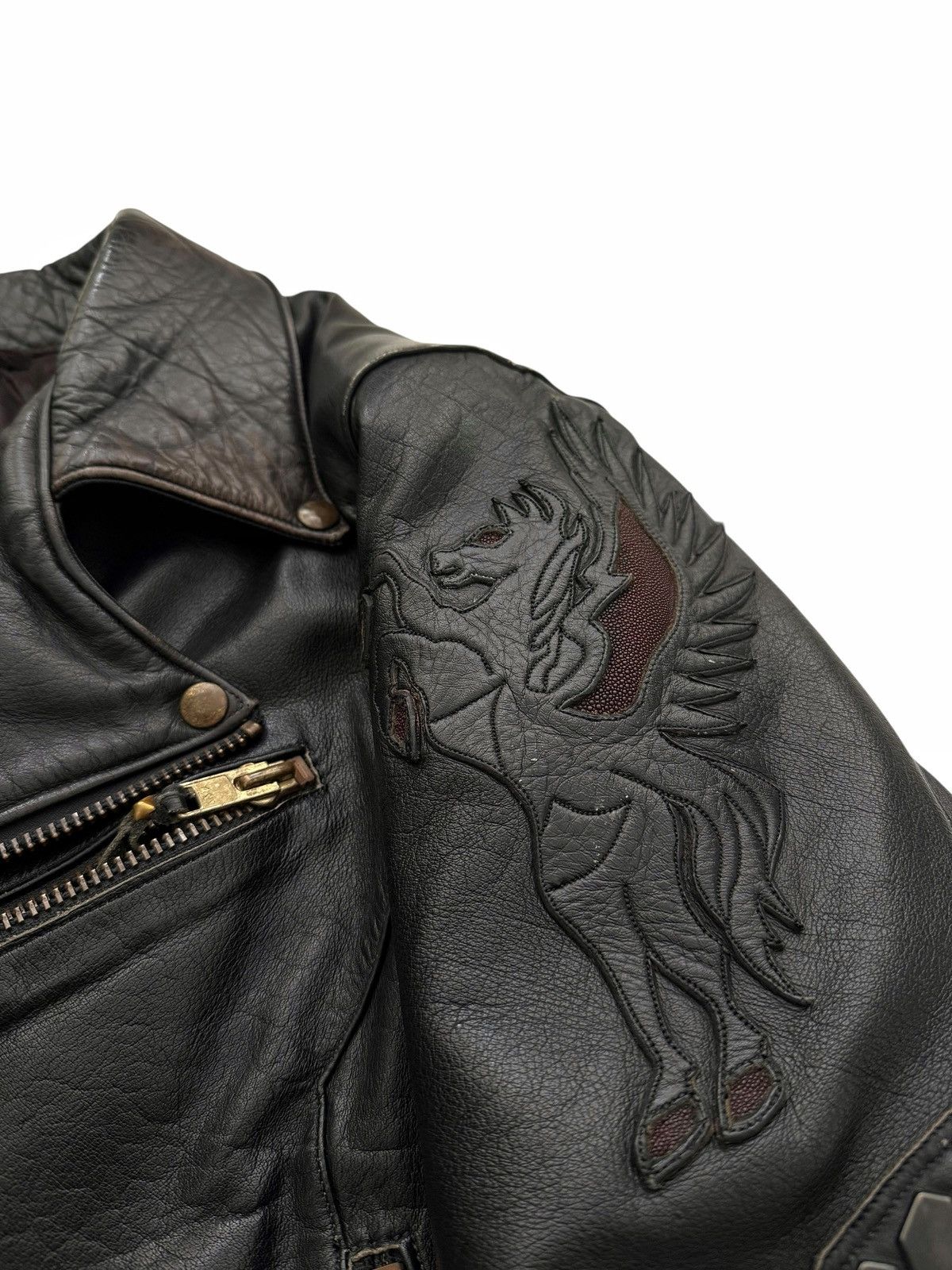 Bill Wall Leather GRAIL 1980’s Armored Brass and Stringray Oversized Leather Size US XL / EU 56 / 4 - 6 Thumbnail
