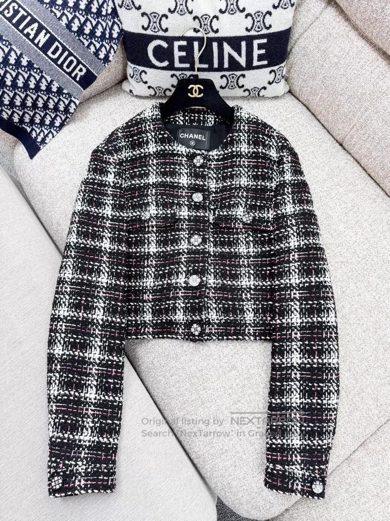 Chanel Chanel Color-matched plaid woven short tweed long-sleeved Size S / US 4 / IT 40 - 2 Thumbnail