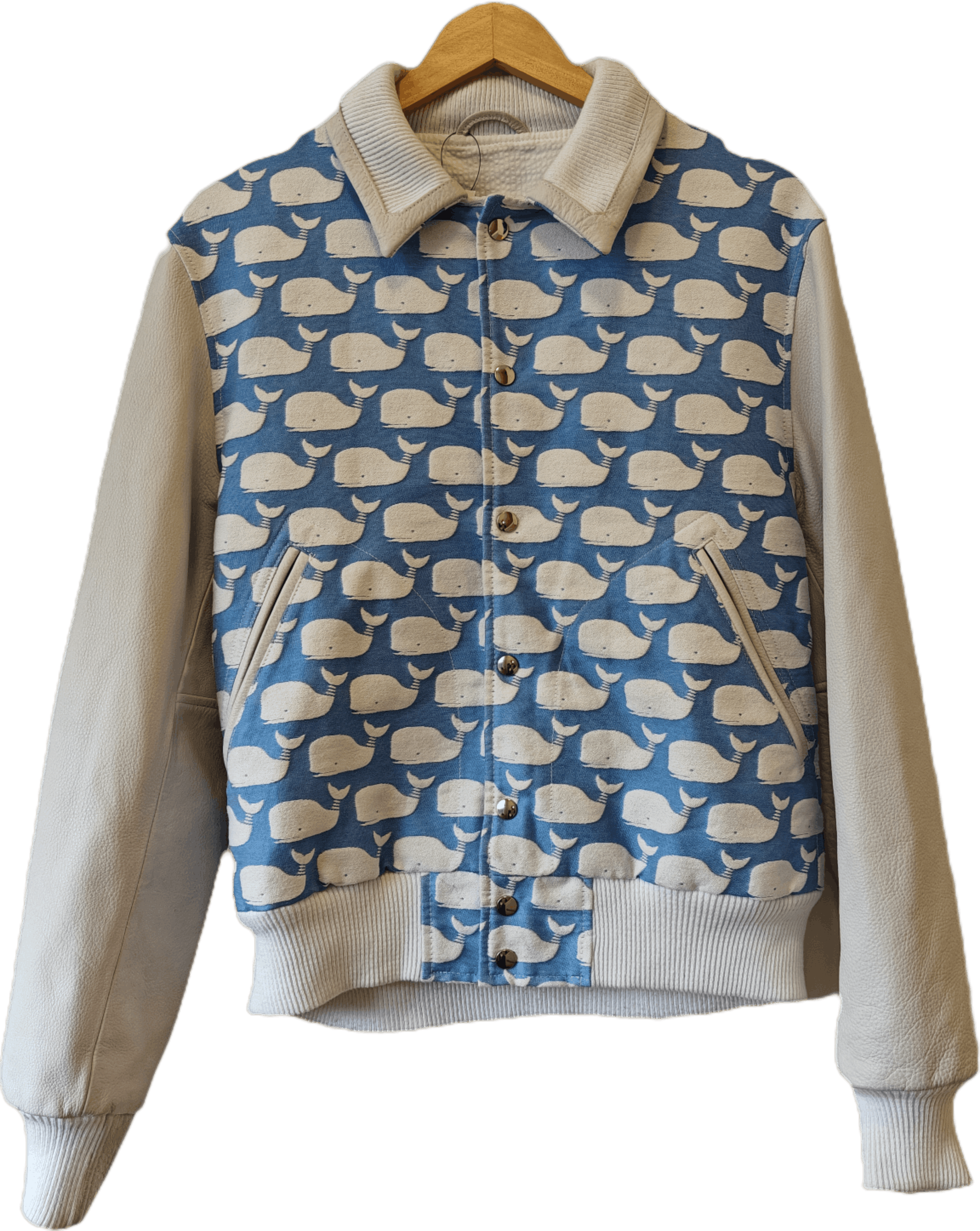 Thom Browne Archive Whale Leather Varsity Jacket (Made In USA) Size US S / EU 44-46 / 1 - 1 Thumbnail