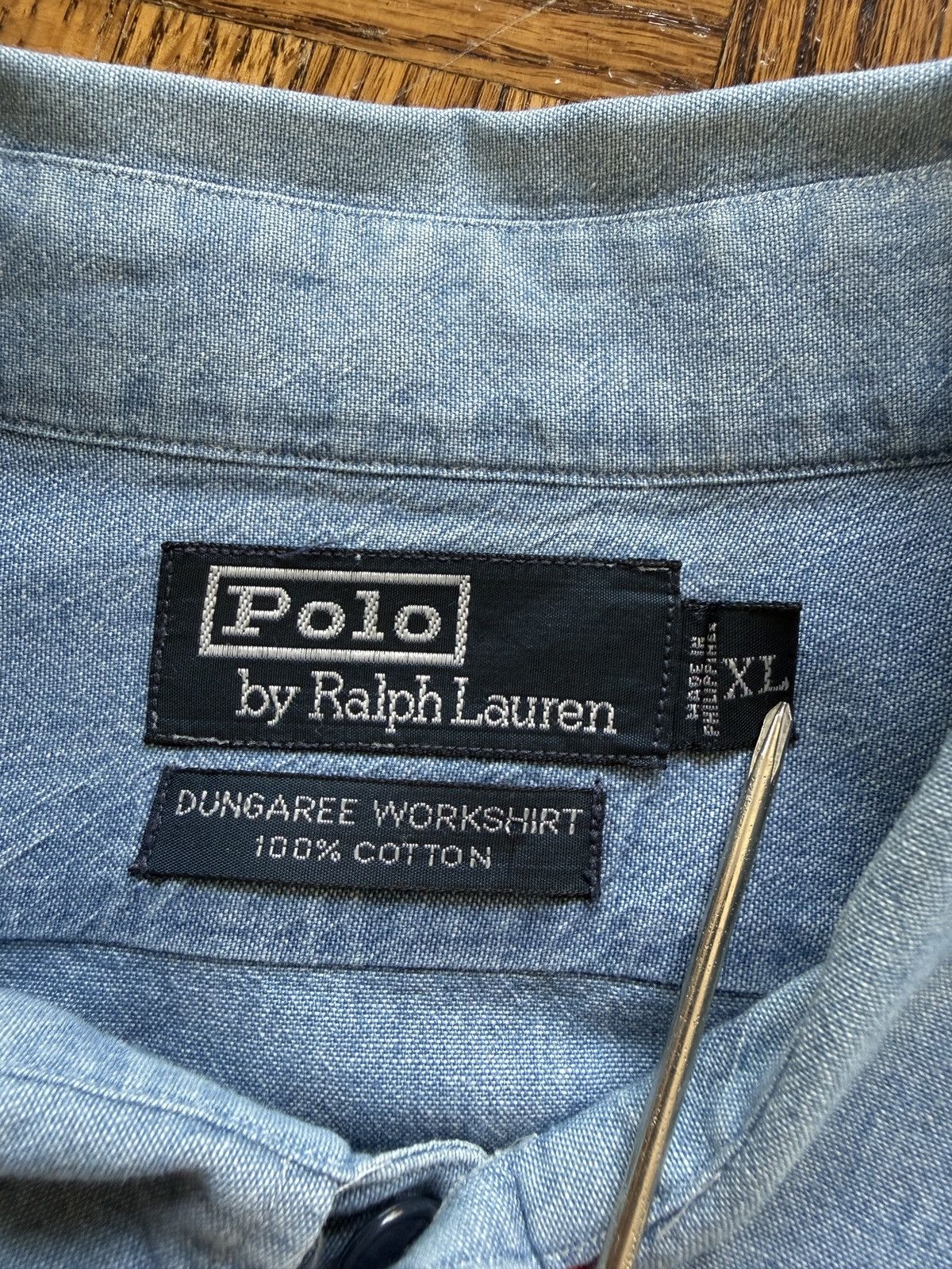 Polo Ralph Lauren Vintage Polo Ralph Lauren Stenciled Dungaree Work Shirt Size US XL / EU 56 / 4 - 3 Thumbnail