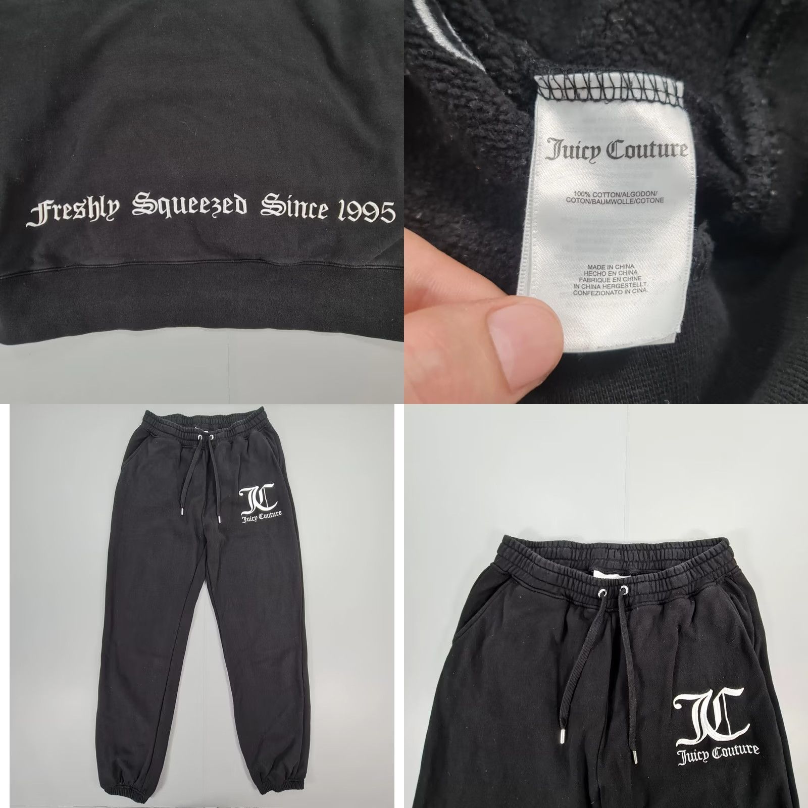 Juicy Couture Juicy Couture Womens Fleece Tracksuit Set - Medium Black Casual Activewear Size M / US 6-8 / IT 42-44 - 8 Thumbnail