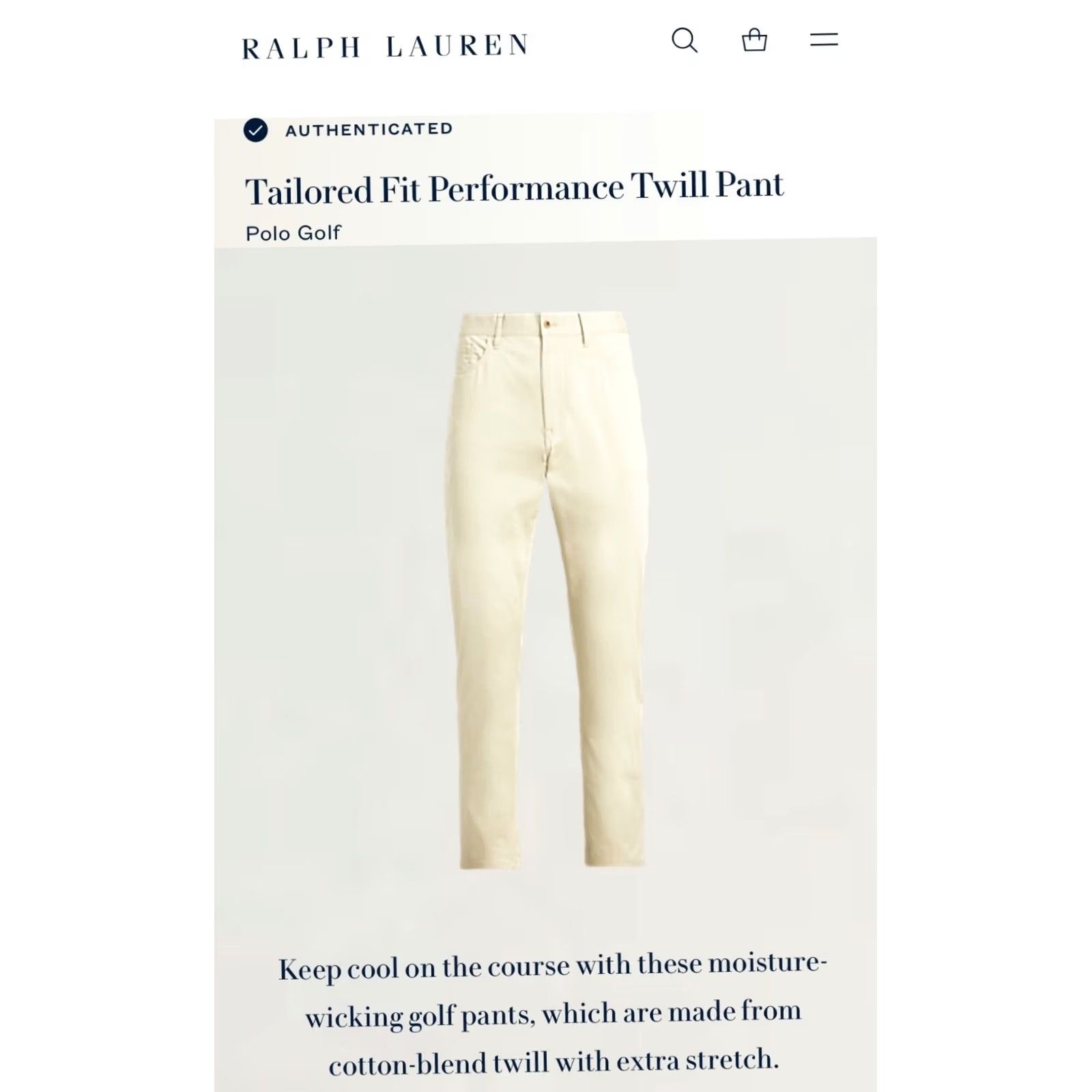 Polo Ralph Lauren Polo Ralph Lauren Pants Mens 40x32 Beige Tailored Fit Performance Twill Golf Chino Regular Straight Casual Pants Mens Beige Polo Ralph Lauren Size US L / EU 52-54 / 3 - 6 Thumbnail