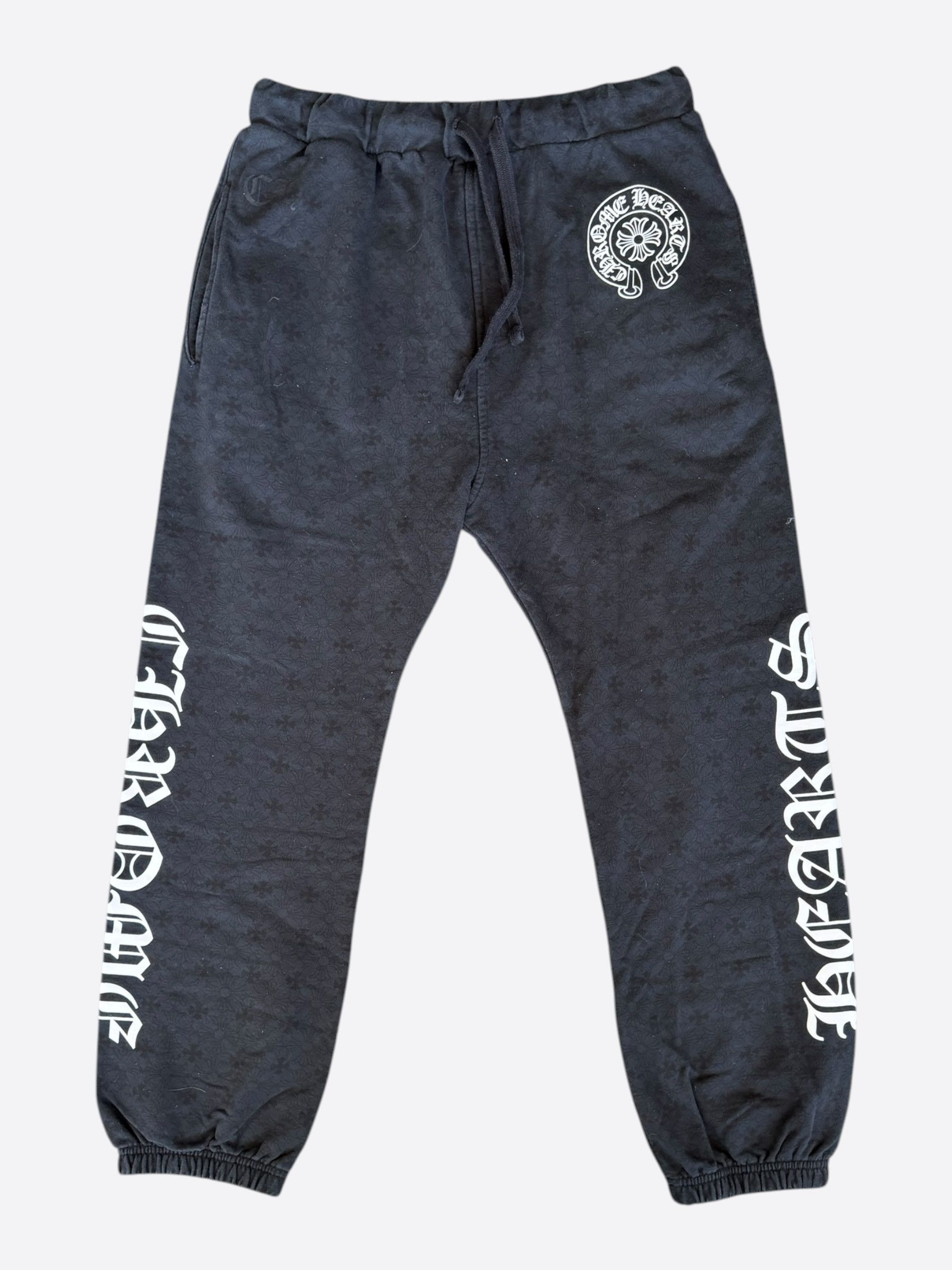 Chrome Hearts Black & White Horseshoe Logo Cross Jacquard Sweatpants Size US 34 / EU 50 - 1 Thumbnail
