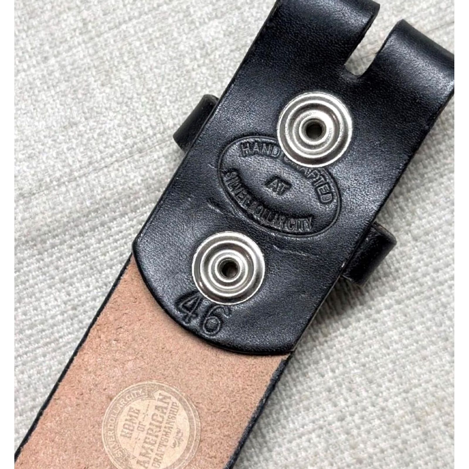 Vintage VINTAGE handcrafted western belt 44 black leather Buckle belt Equestrian Southwestern Men Size 44 - 7 Thumbnail