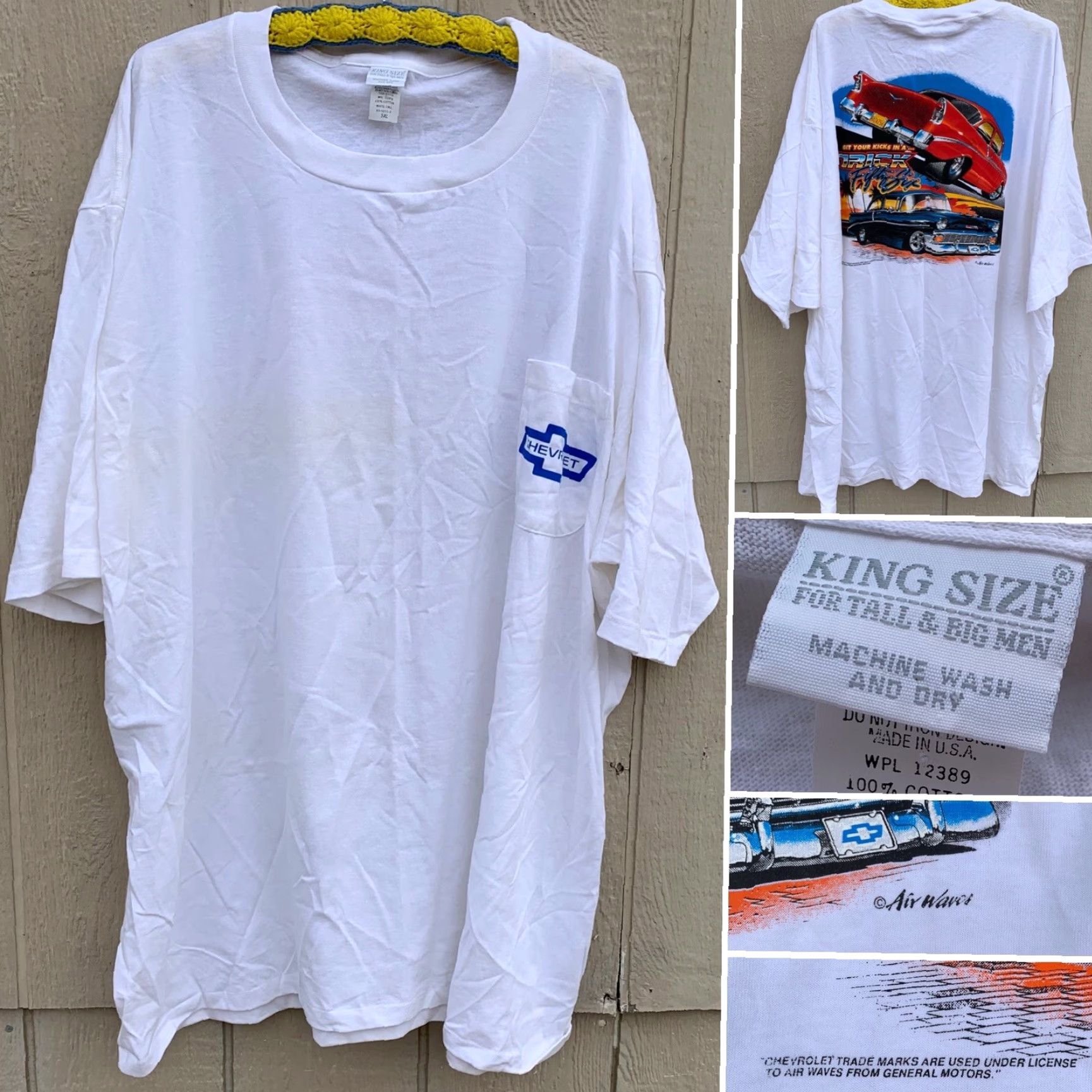 Vintage VINTAGE Chevrolet Pocket Tee T-Shirt 5XL White Men Pocket Chevrolet 50s Retro Classic Cars Vintage Tee Size US XXL / EU 58 / 5 - 3 Thumbnail
