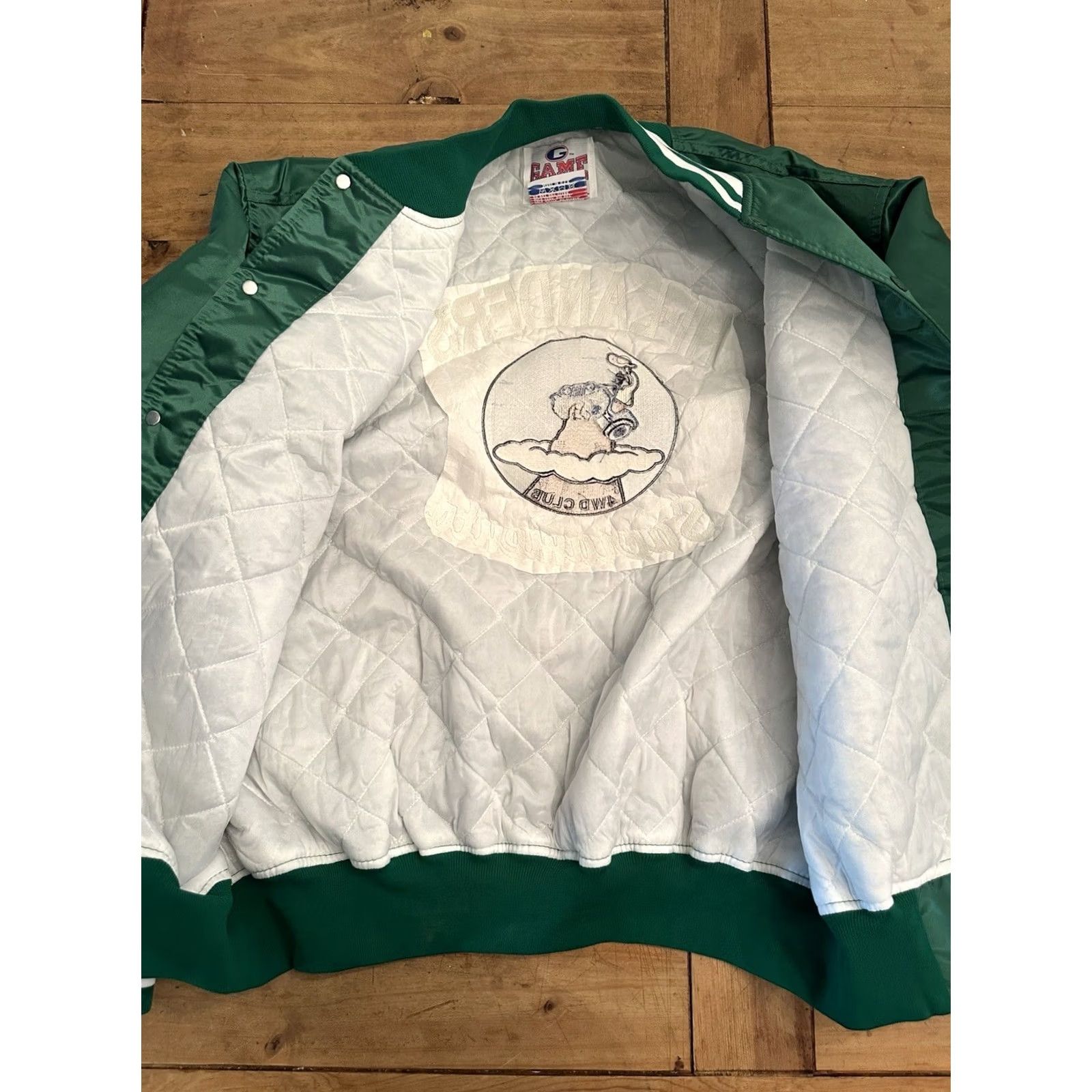 Vintage VINTAGE Flight Bomber Jacket 2XL Satin Green 90s Hi-Landers 4x4 Club Sacramento Mens Size US XXL / EU 58 / 5 - 5 Thumbnail