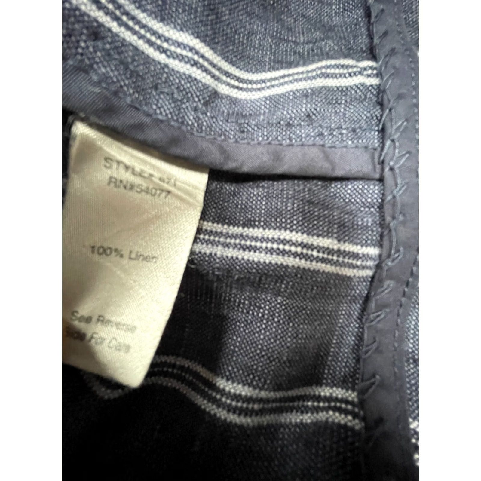 Vintage Cabi Womens Blue White Striped Linen Puff Sleeve Two-Button Blazer Jacket Size 8 Size M / US 6-8 / IT 42-44 - 4 Thumbnail