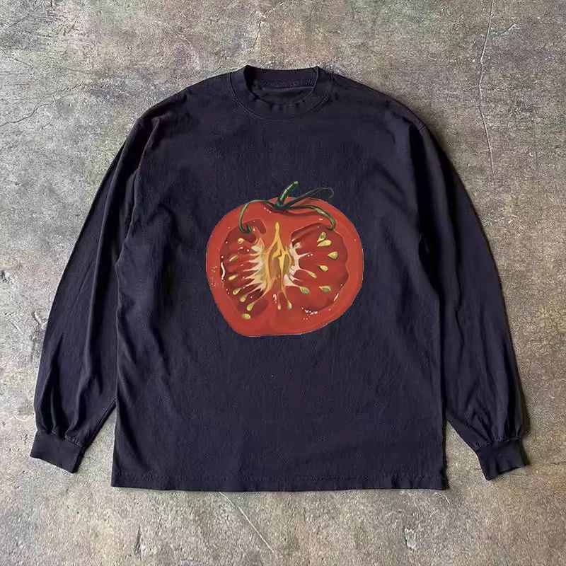 Japanese Brand × Vintage Washed vintage tomato pattern black cotton long sleeve tees Size US L / EU 52-54 / 3 - 1 Thumbnail