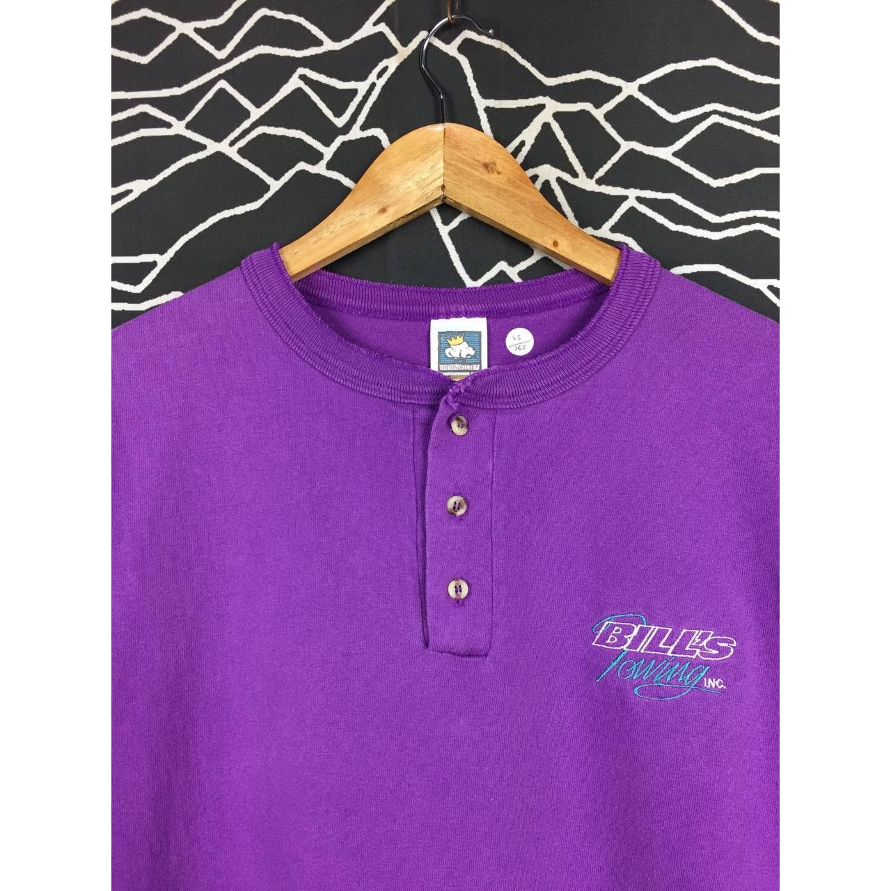 Vintage Vtg 90s Bill's Towing Inc Made In Usa Henley Neck Promo Tee Size US L / EU 52-54 / 3 - 3 Thumbnail