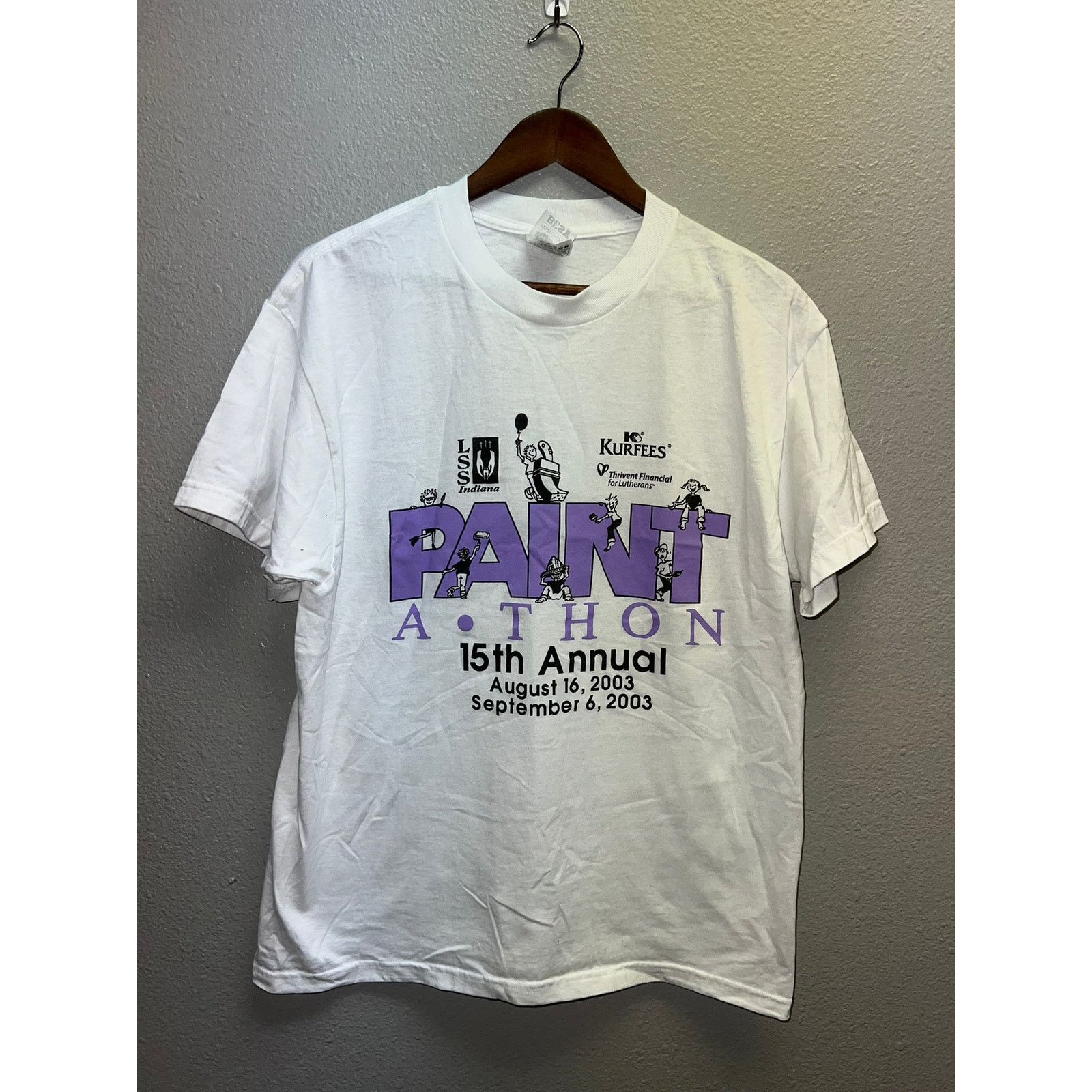 Fruit Of The Loom Vinage Paint Shirt Paint-A-Thon 15th Annual White Purple L Size US L / EU 52-54 / 3 - 1 Thumbnail