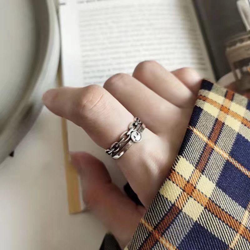 VIBE Retro Lucky Smiling Face Open Ring Size ONE SIZE - 3 Thumbnail