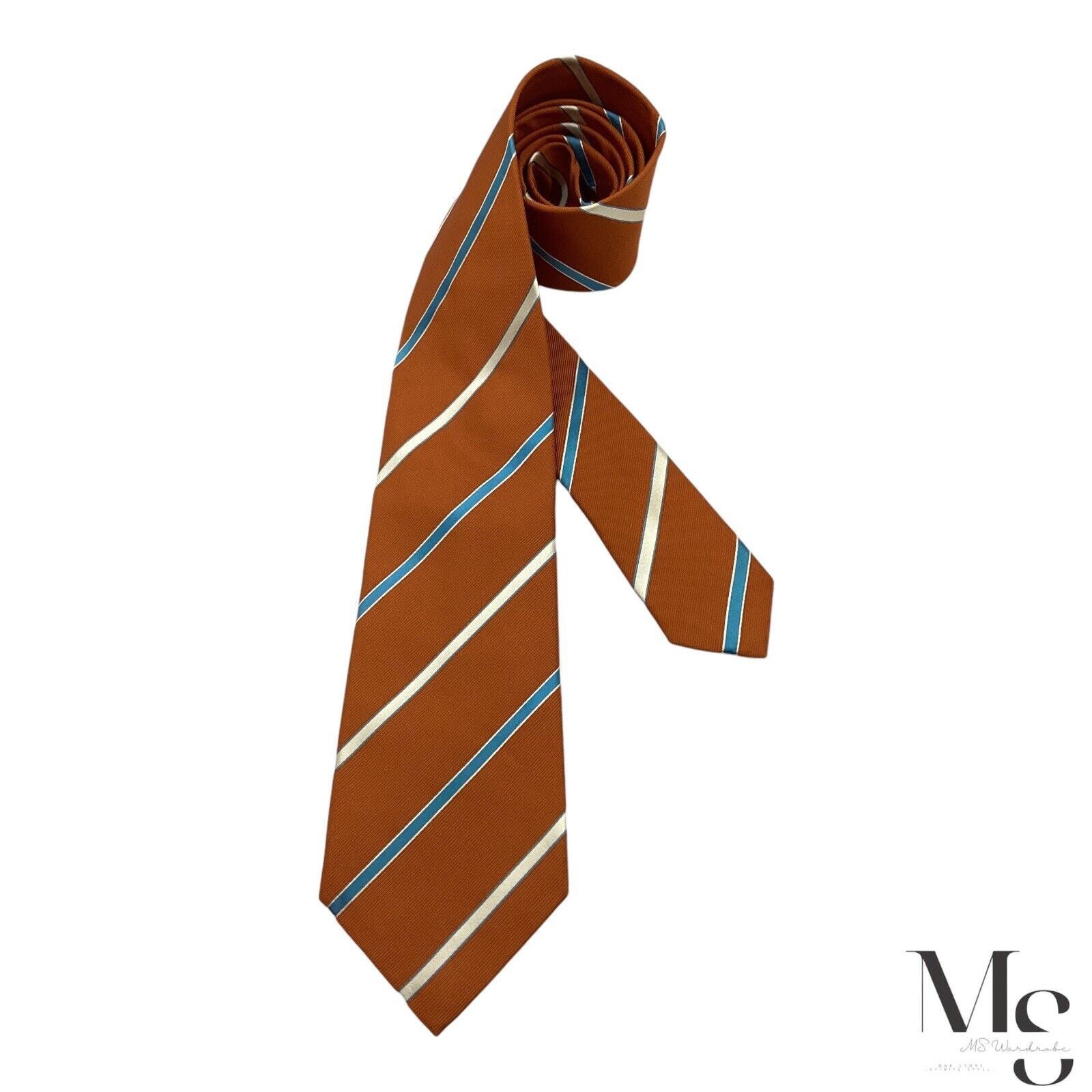 Isaia ISAIA NAPOLI Orange Striped Silk Tie Made In Italy W: 3.5" E Size ONE SIZE - 1 Thumbnail