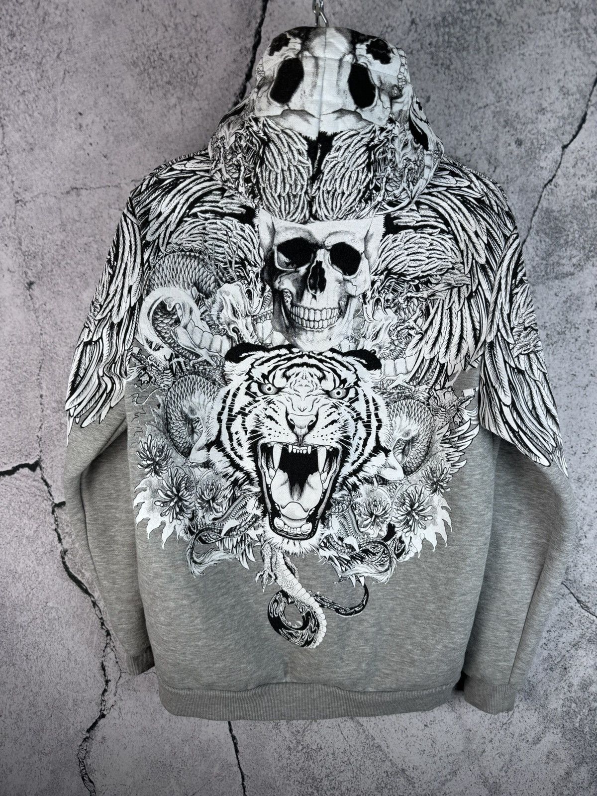 Japanese Brand Vintage Ed Hardy and affliction style Skull Wings Hoodie Size US M / EU 48-50 / 2 - 1 Thumbnail