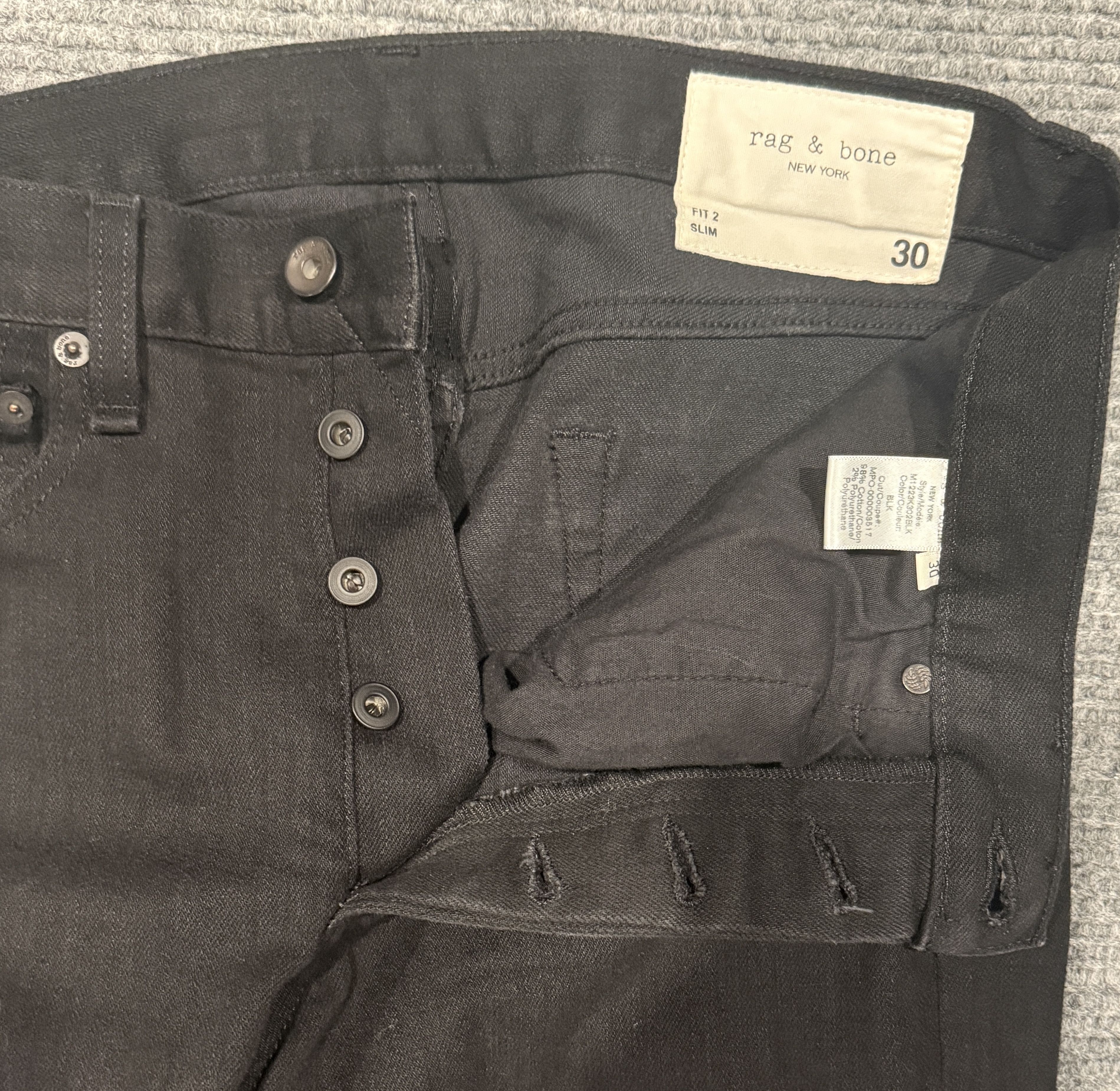 Rag & Bone Rag & Bone Slim Fit Jeans (Black) Size US 30 / EU 46 - 4 Thumbnail