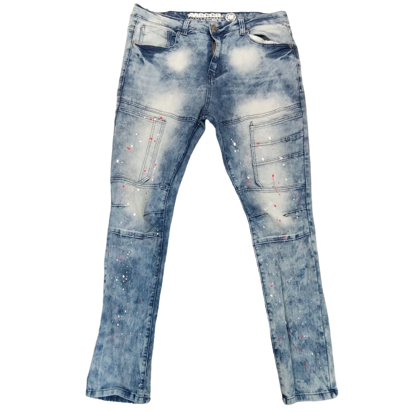 Mecca Mecca Jeans 38 X 30 Mens Stretch Fit Acid Biker Denim Grunge Size US 38 / EU 54 - 1 Thumbnail