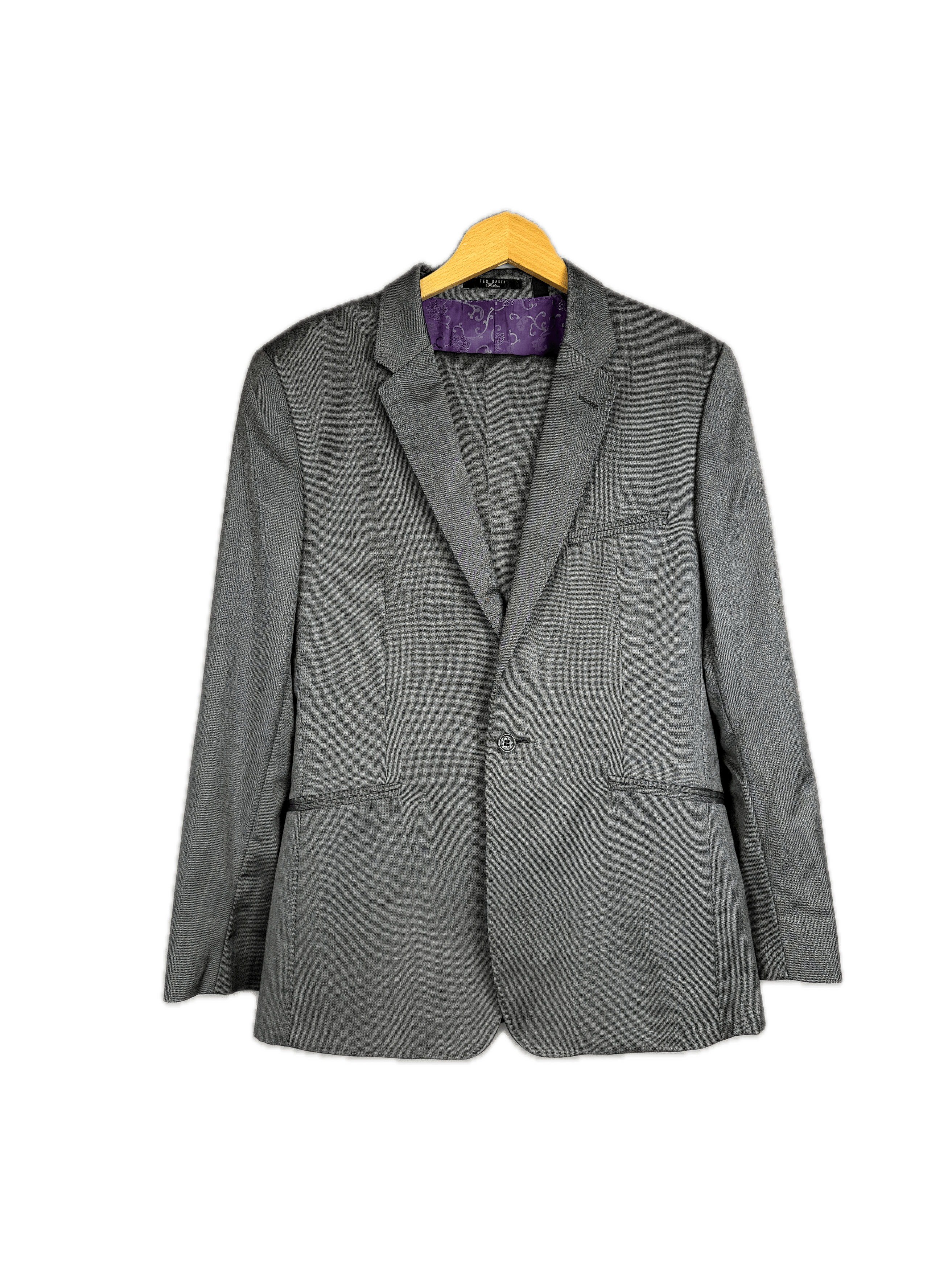 Ted Baker Ted Baker Pashion Wool Suit 2 Piece Grey One Button Size 40R - 1 Thumbnail