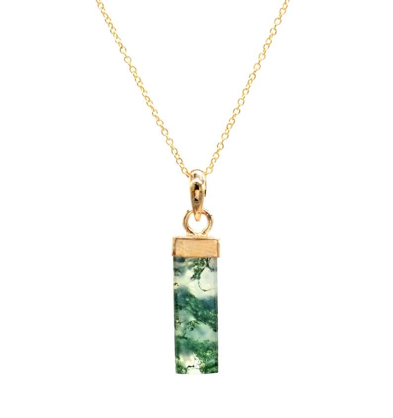 Handmade Sterling Silver Moss Agate Pendant Necklace A+ Agate Jewelry Size ONE SIZE - 2 Thumbnail