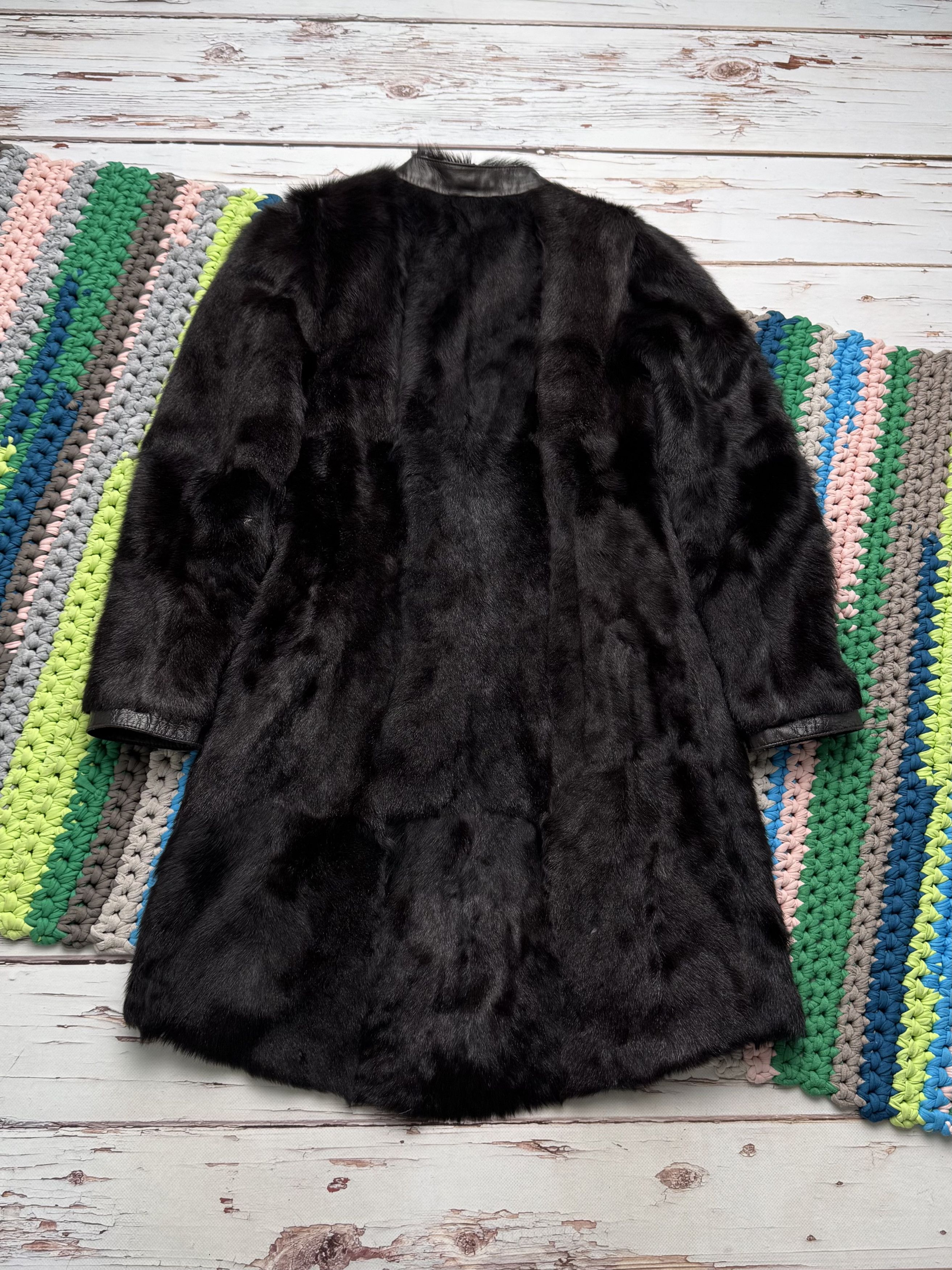 Vintage Women Vintage Real Fur Coat Dark Brown Leather Long Jacket Size S / US 4 / IT 40 - 14 Thumbnail