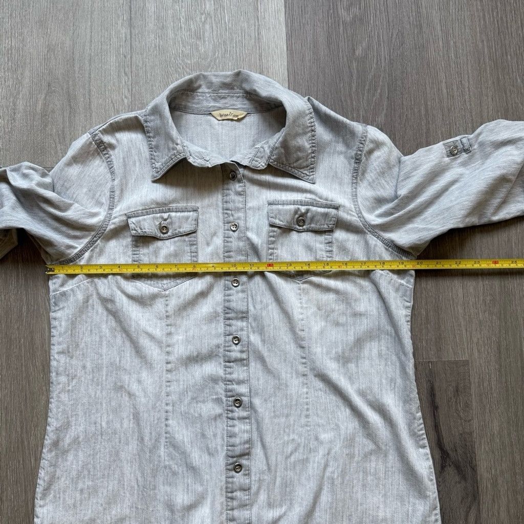 The Unbranded Brand Gray Long-Sleeve Blouse with Pointed Collar Size M / US 6-8 / IT 42-44 - 8 Thumbnail