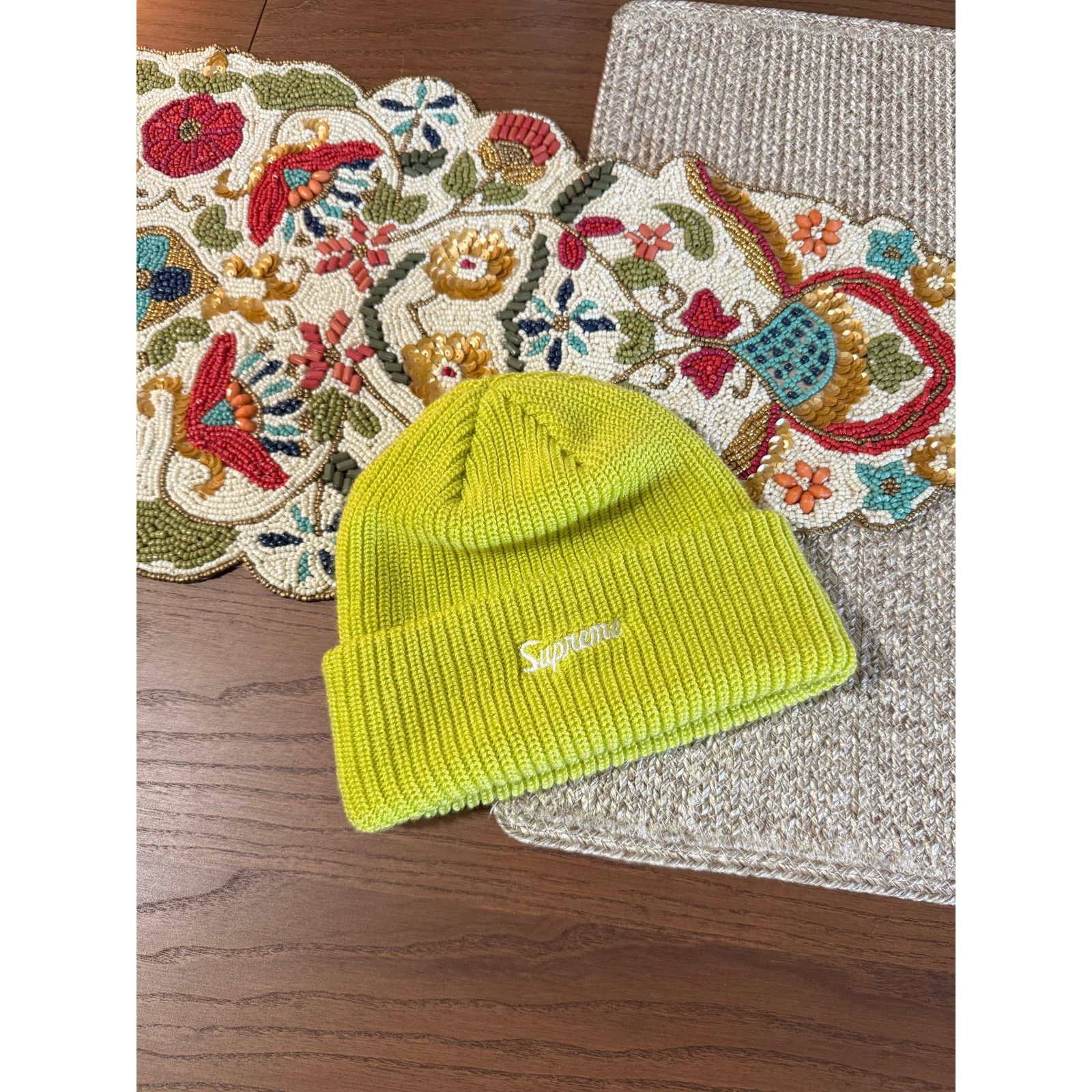 Supreme Supreme Loose Gauge Script Logo Knit Beanie Lime Green FW24 Size ONE SIZE - 3 Thumbnail