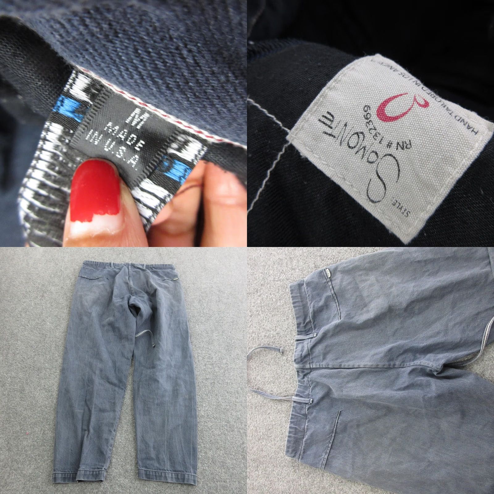 Denime Matias Jeans Mens 34x26 Gray Relaxed Tapered Selvedge Denim Pants Made USA Size US 31 - 8 Thumbnail