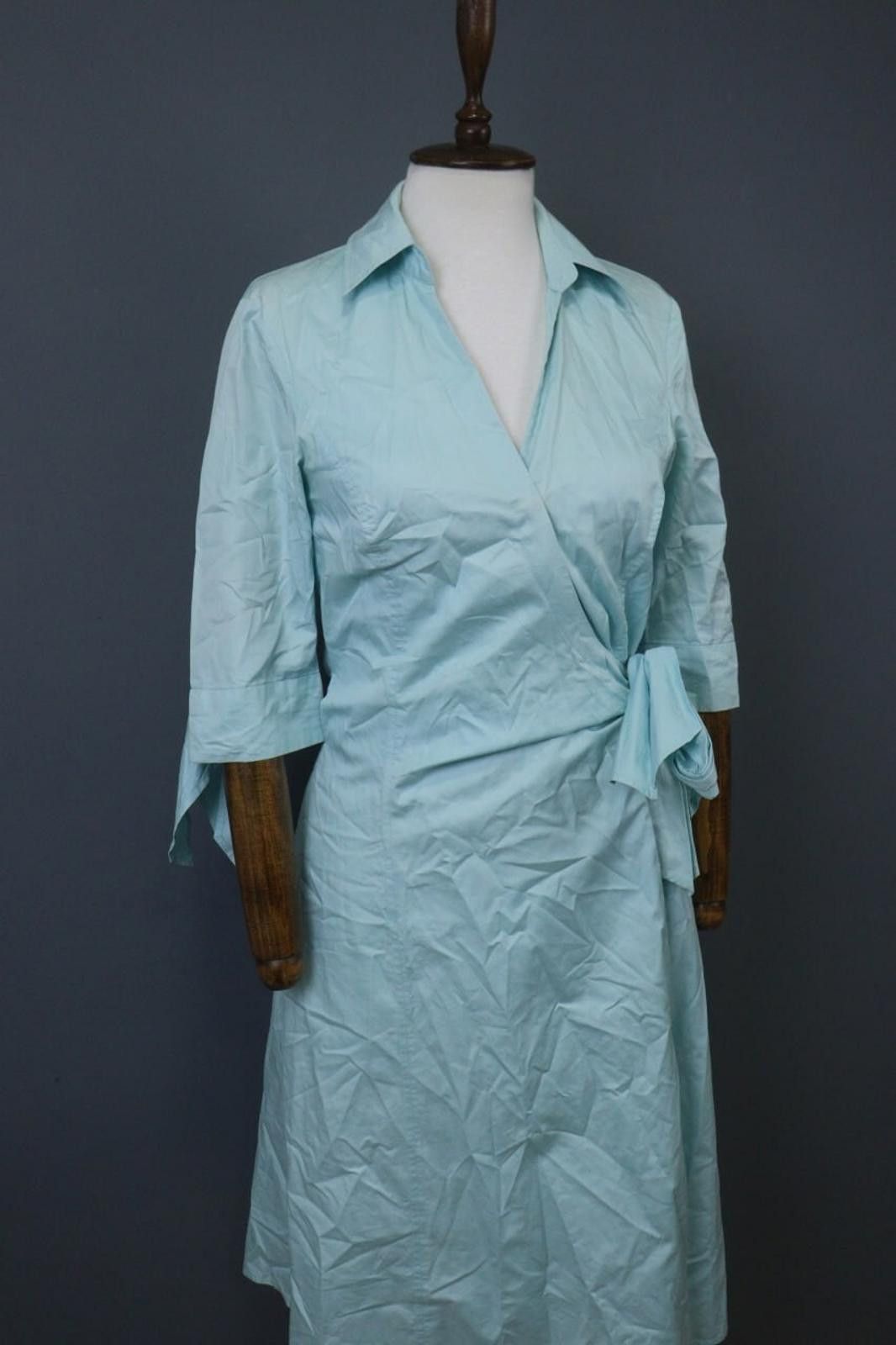 Polo Ralph Lauren Laurel Blue 100% Cotton Collared Belted Wrap Dress Size 36 Size M / US 6-8 / IT 42-44 - 9 Thumbnail