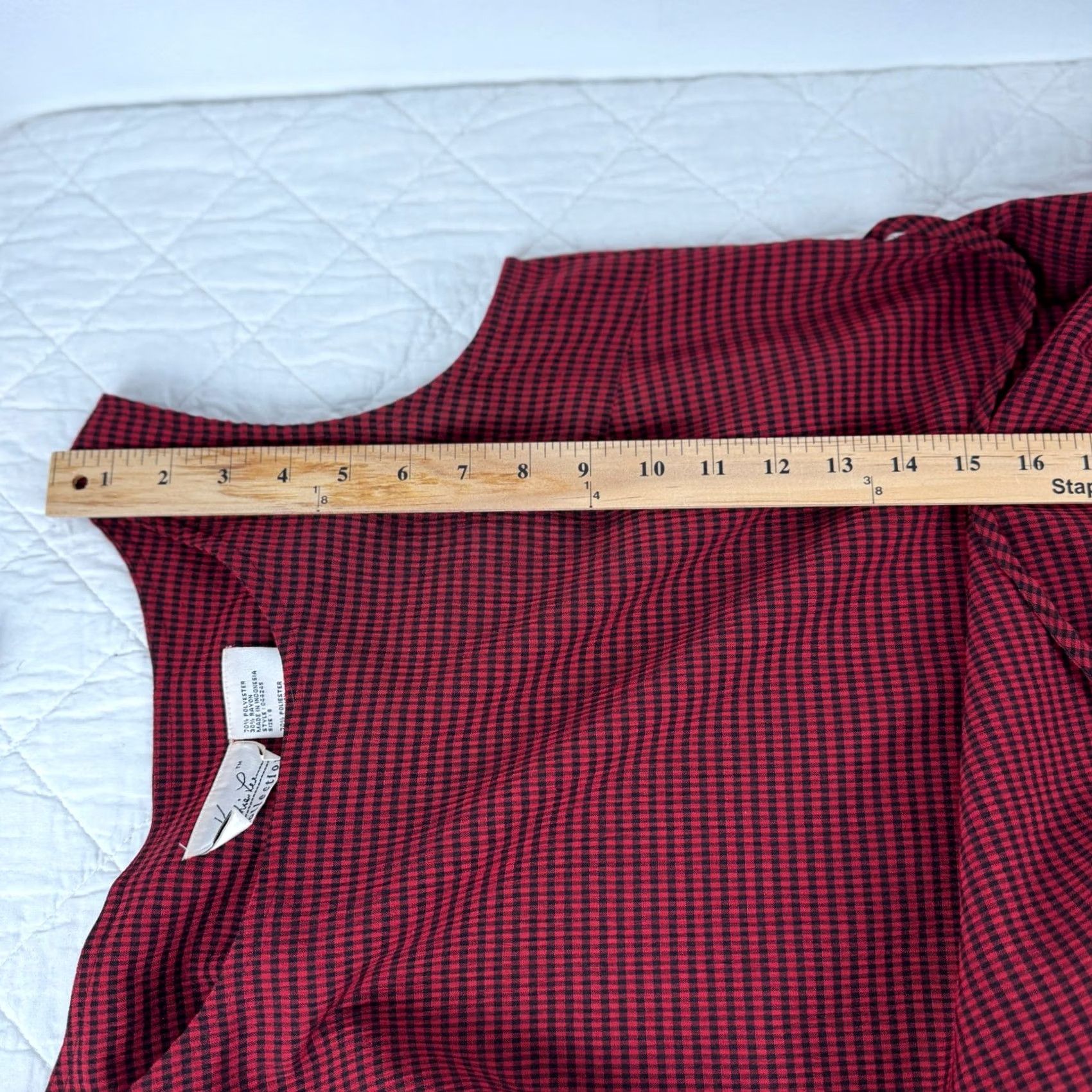 Lee VINTAGE Kathie Lee Collection Maxi Dress 90s Gingham Red Black Sz 8 Size M / US 6-8 / IT 42-44 - 6 Thumbnail