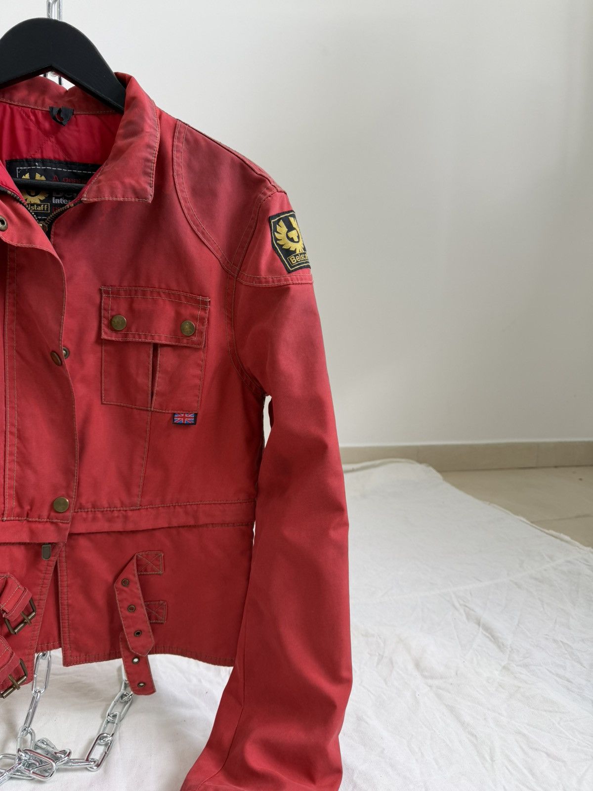 Belstaff Belstaff Wax Womens Red Gangster Biker Motorcycle Jacket Size S / US 4 / IT 40 - 3 Thumbnail