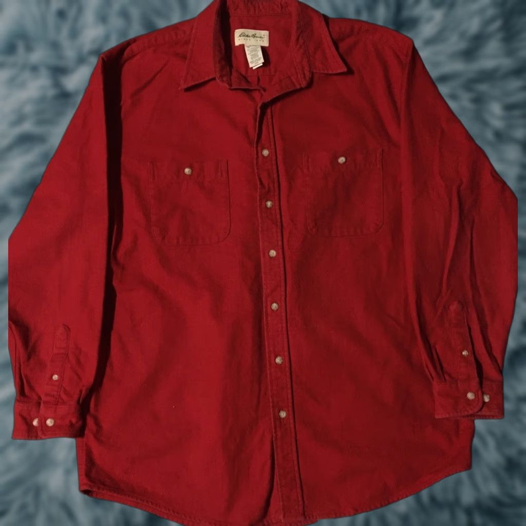 Eddie Bauer VINTAGE Eddie Bauer Shirt XL Red Cotton Nap Flannel 90s Button-Up Shirt Men Grunge Sailing Biker 80s 90s Rock Casual Size US XL / EU 56 / 4 - 1 Thumbnail