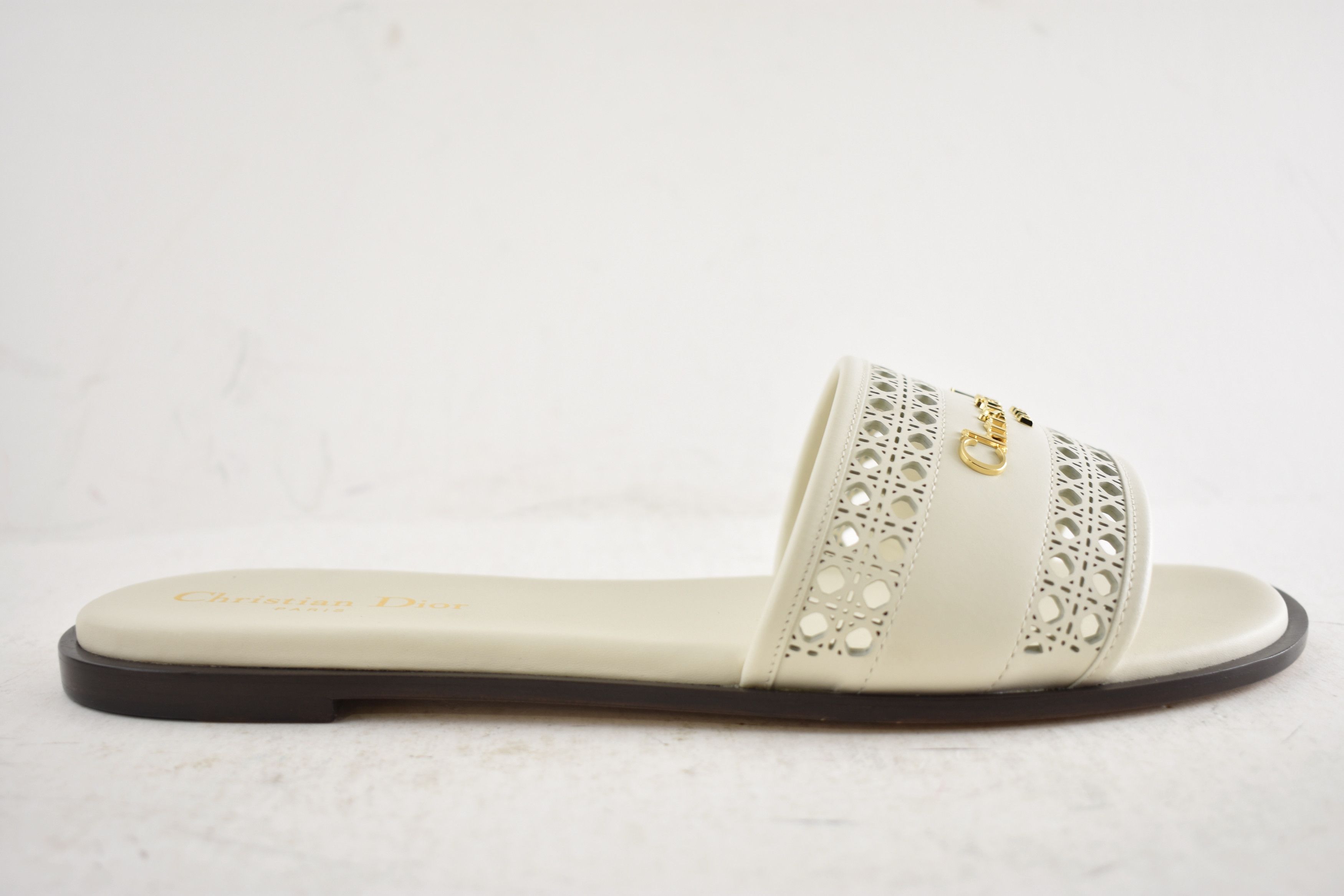 Dior D-Lane Dway Micro Cannage Leather Logo Slide Flat Sandal 39 Size US 9 / IT 39 - 2 Thumbnail